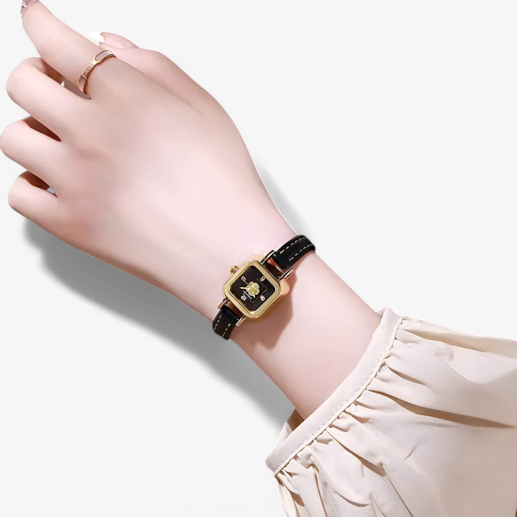 Orologio da donna al quarzo con quadrante floreale e cinturino in pelle sottile - - cinturino donna female watch floreale orologio orologio donna pelle quadrante quarzo watch for women - Concept Palermo