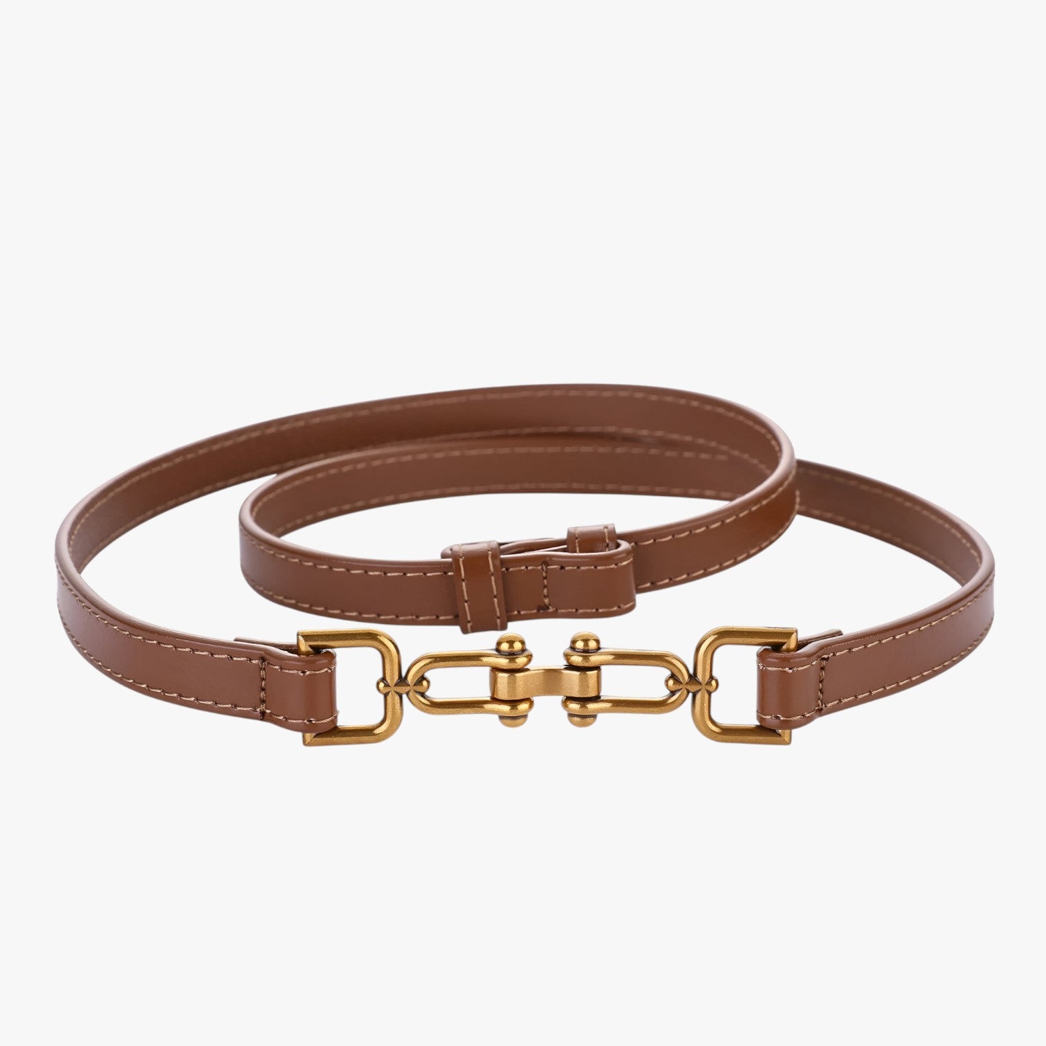 Cintura Sottile in Vera Pelle Nera da Donna Stile Coreano Elegante - Arancione bruciato 97cm CINA - Belts cintura cintura sottile coreano pelle sottile stile waist belt for women Womens belt - Concept Palermo