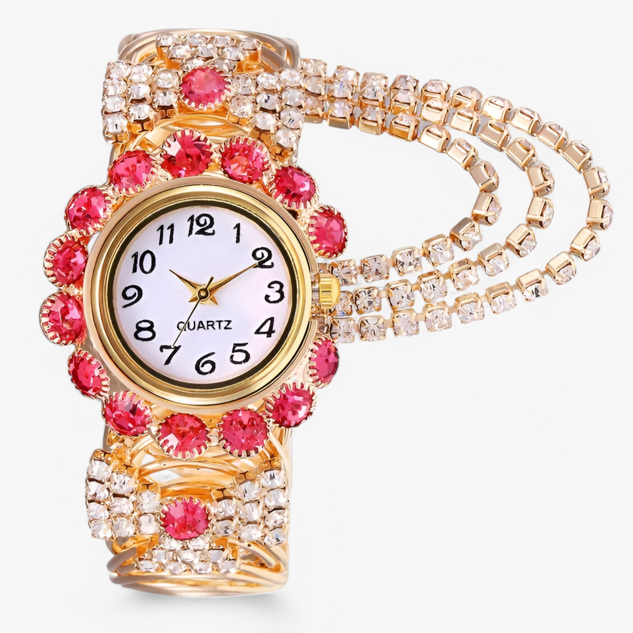 Orologio al quarzo con strass e cinturino in acciaio Uomo - Rosa - acciaio cinturino female watch orologio orologio quarzo quarzo strass uomo watch for women watches - Concept Palermo