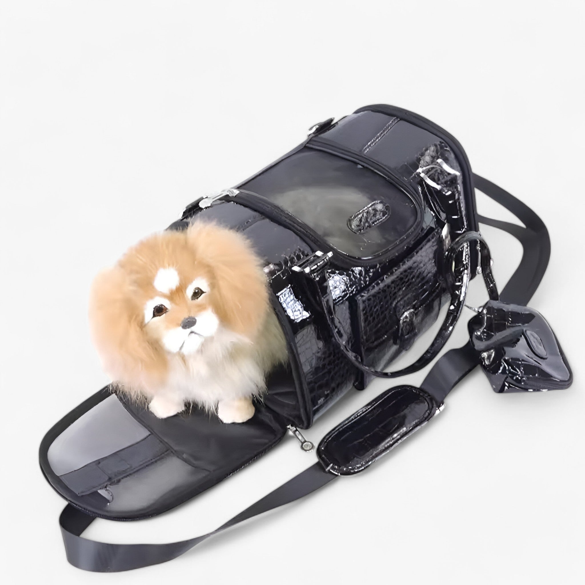 Borsa Trasportino Cane in Pelle PU e Lino, Elegante e Resistente, per Piccoli Cani - - borsa borsa cani cani lino pelle pets & supplies - Concept Palermo
