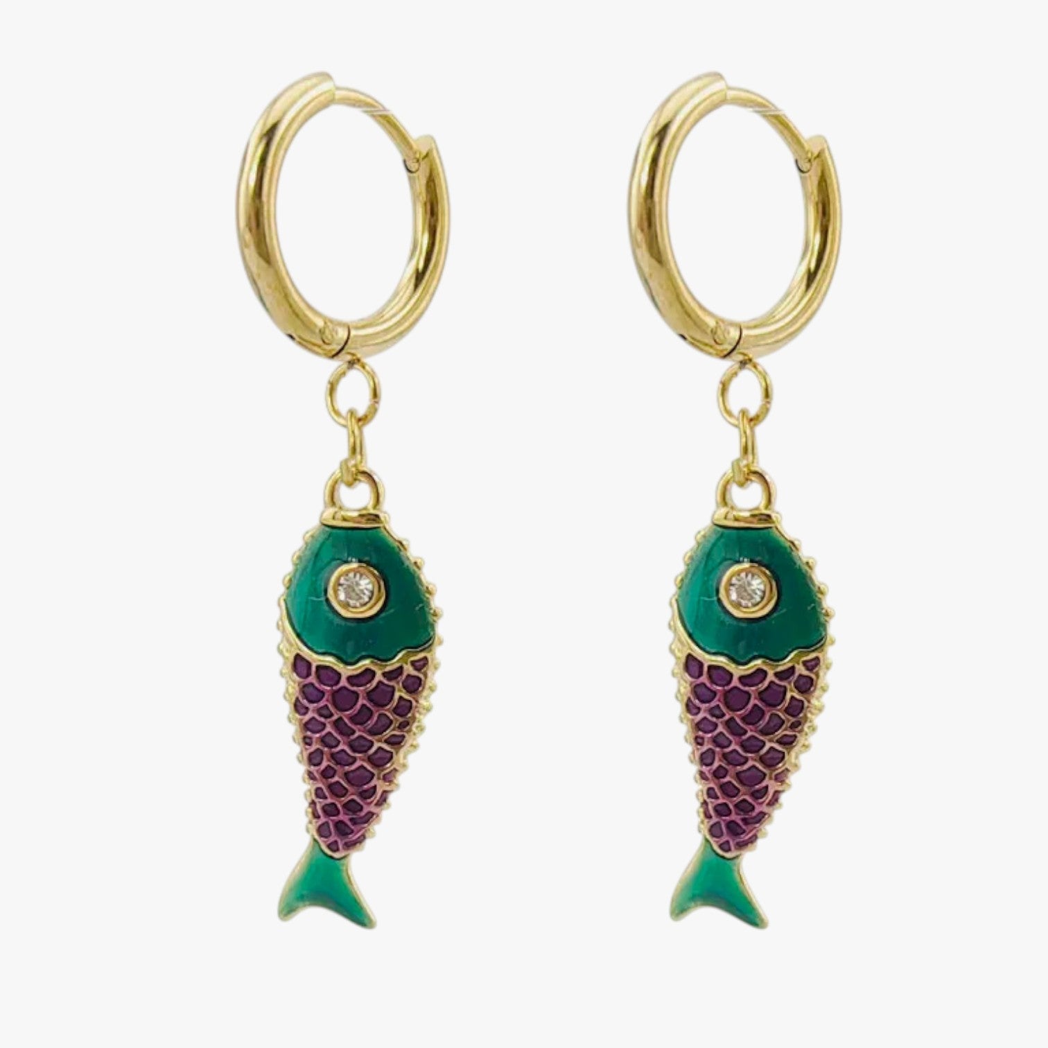 Orecchini koi estivi in acciaio colorato Donna - Porpora - acciaio colorato donna EARRINGS Earrings for Women Girls estivi jewelry orecchini orecchini estivi womens earring - Concept Palermo