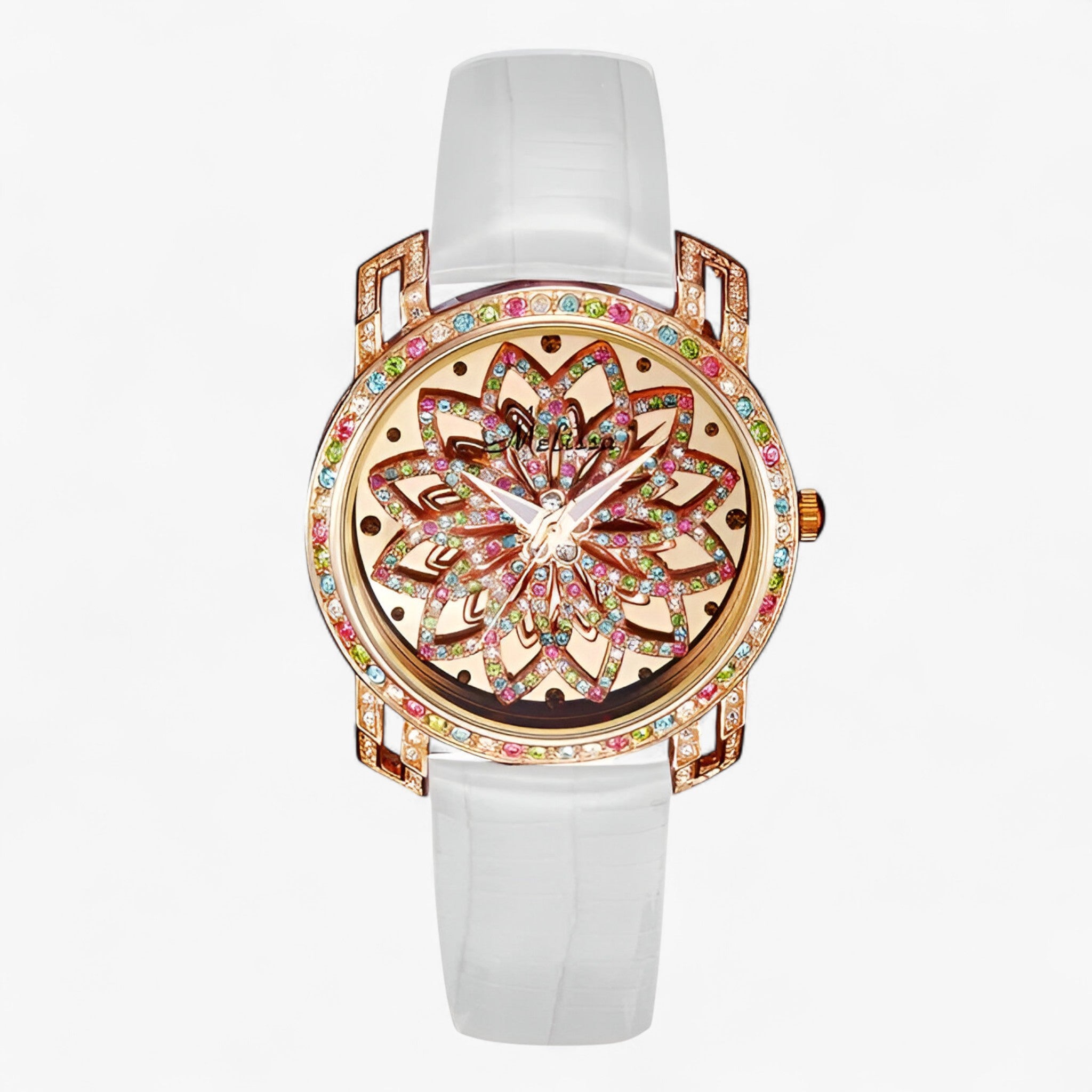Orologio da donna al quarzo con cristallo a caramella e cinturino in pelle - Bianca - caramella cinturino cristallo donna female watch orologio orologio donna pelle quarzo watch for women - Concept Palermo