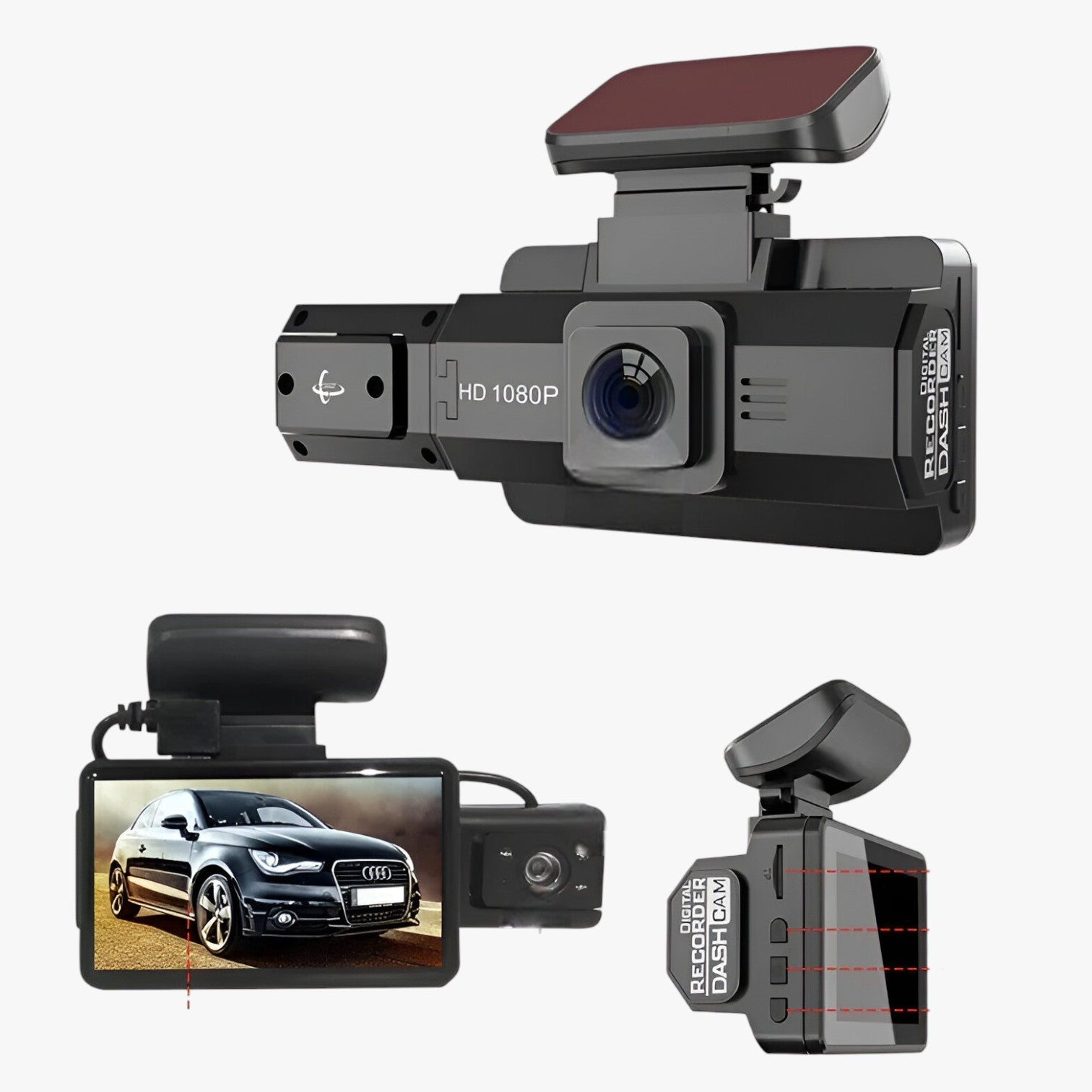 Dashcam con obiettivo triplo – 1080P HD e visione notturna Uomo - - camera dashcam dashcam obiettivo gadget gadgets notturna obiettivo triplo uomo visione - Concept Palermo