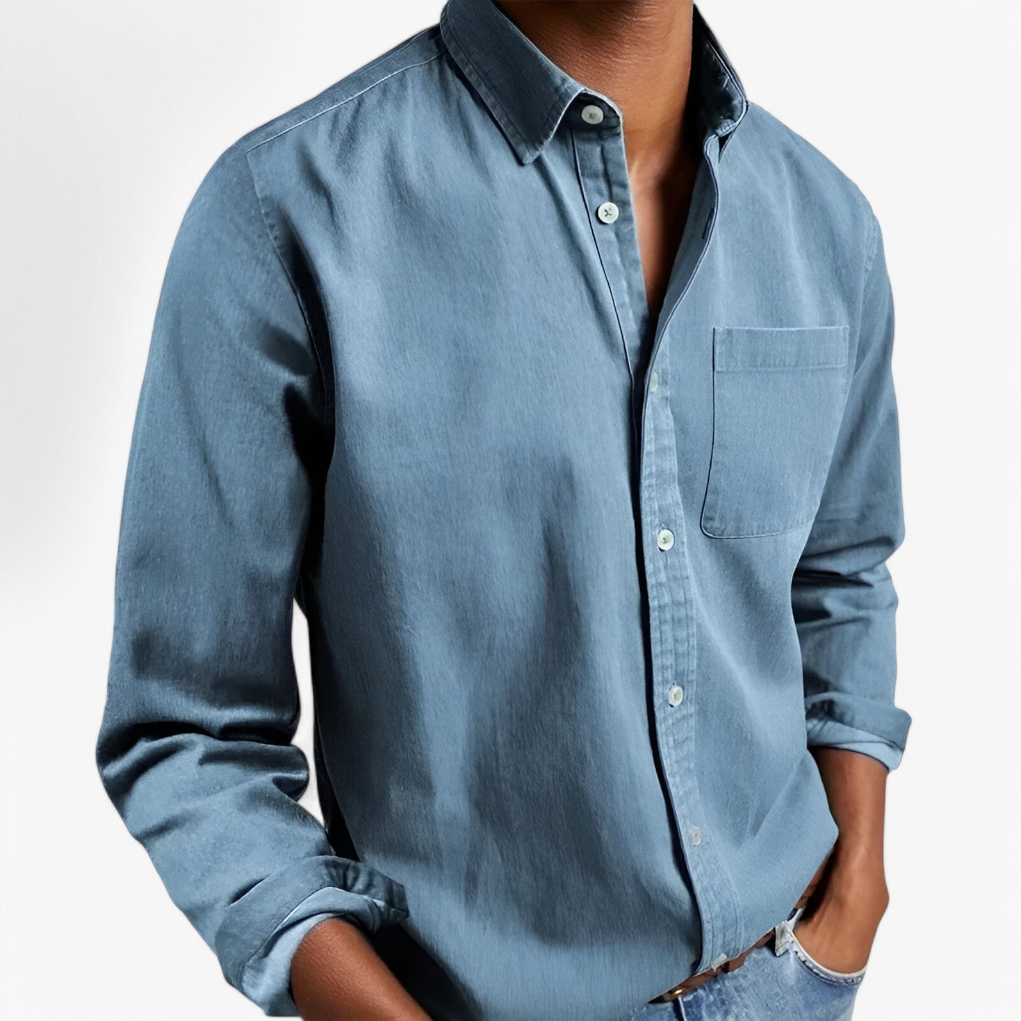 Camicia Cargo Uomo Resistente in Cotone con Tasche Multiple, Maniche Lunghe - Blu chiaro - camicia camicia cargo cargo men's top clothes resistente uomo - Concept Palermo