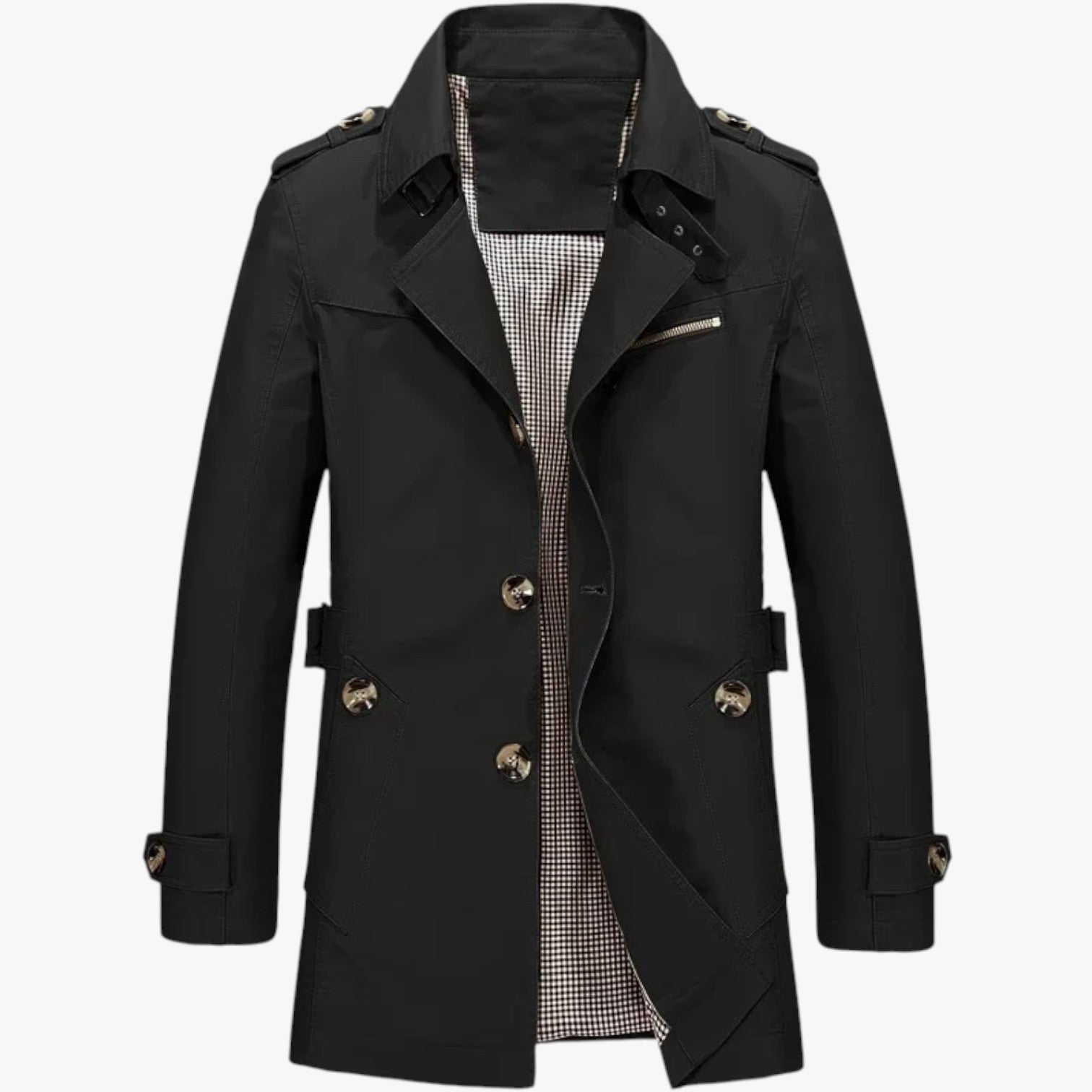 Giacca lunga da uomo - Stile casual e protezione per la mezza stagione - Nero - casual coat men coats giacca giacca lunga Jackets & Coats lunga men's coats & jackets mezza protezione stagione - Concept Palermo