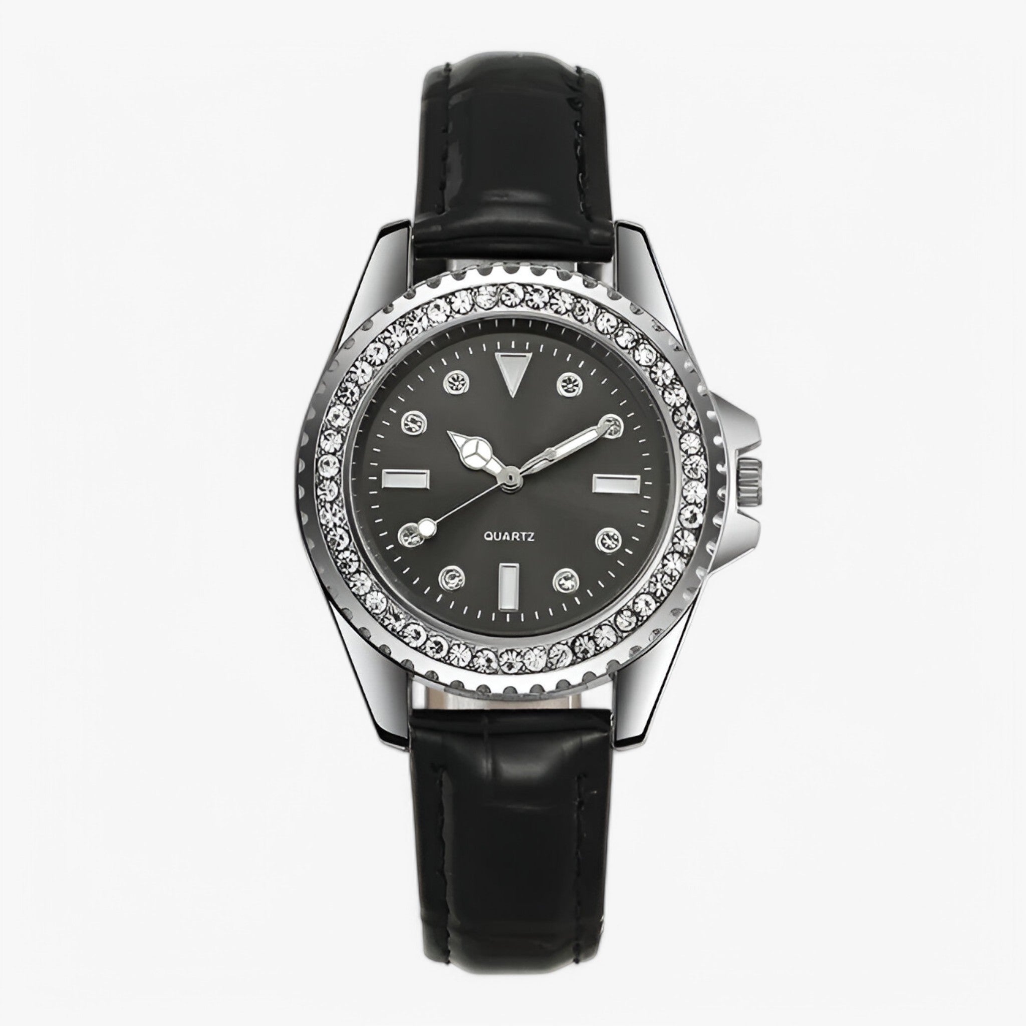 Orologio da donna in pelle verde con quadrante decorato e movimento al quarzo - Nera - decorato donna female watch movimento orologio orologio donna pelle quadrante quarzo watch for women - Concept Palermo