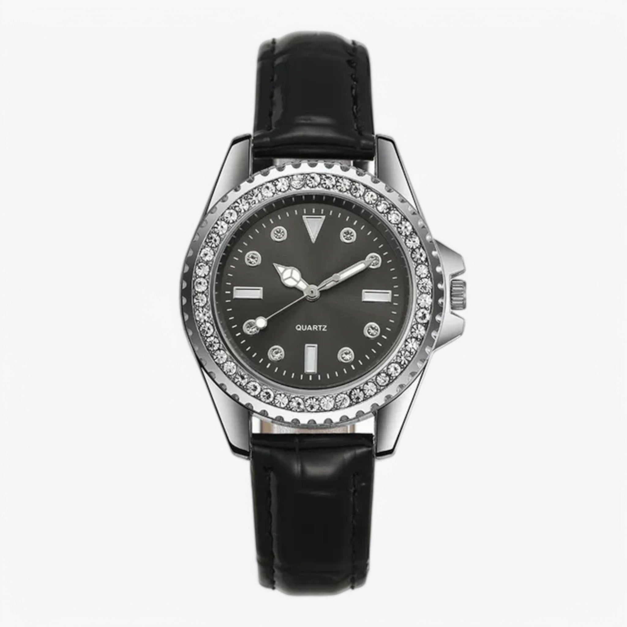 Orologio da Donna in Pelle Verde Smeraldo con Diamanti Scintillanti - Nera - accessoires diamanti horloges orologio orologio pelle pelle scintillanti watches - Concept Palermo
