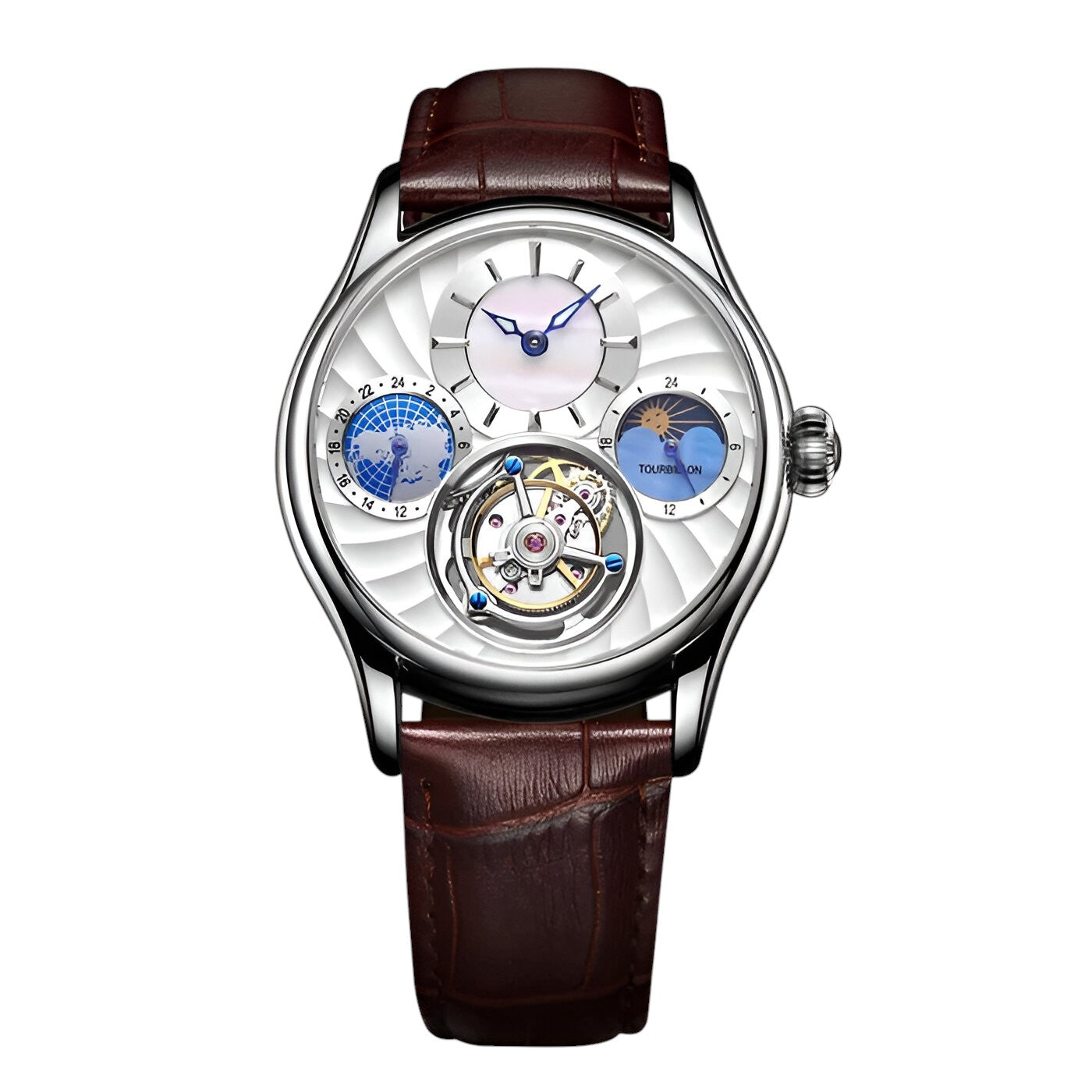 Orologio Automatico Scheletrato Uomo Lusso Tourbillon, Acciaio Inox Argento - - accessoires horloges meccanico orologio orologio meccanico tourbillon watches - Concept Palermo