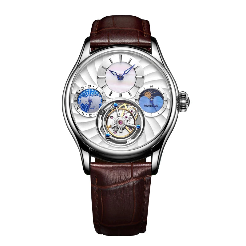 Orologio Automatico Scheletrato Uomo Lusso Tourbillon, Acciaio Inox Argento - Bianco - accessoires horloges meccanico orologio orologio meccanico tourbillon watches - Concept Palermo