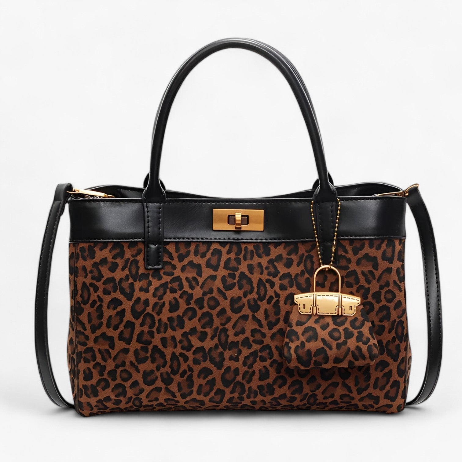 Tote alla Moda con Stampa Leopardo e Grande Capacità Donna - marrone con nero - alla bags capacità donna handbags leopardo moda stampa tote Women's handbags - Concept Palermo