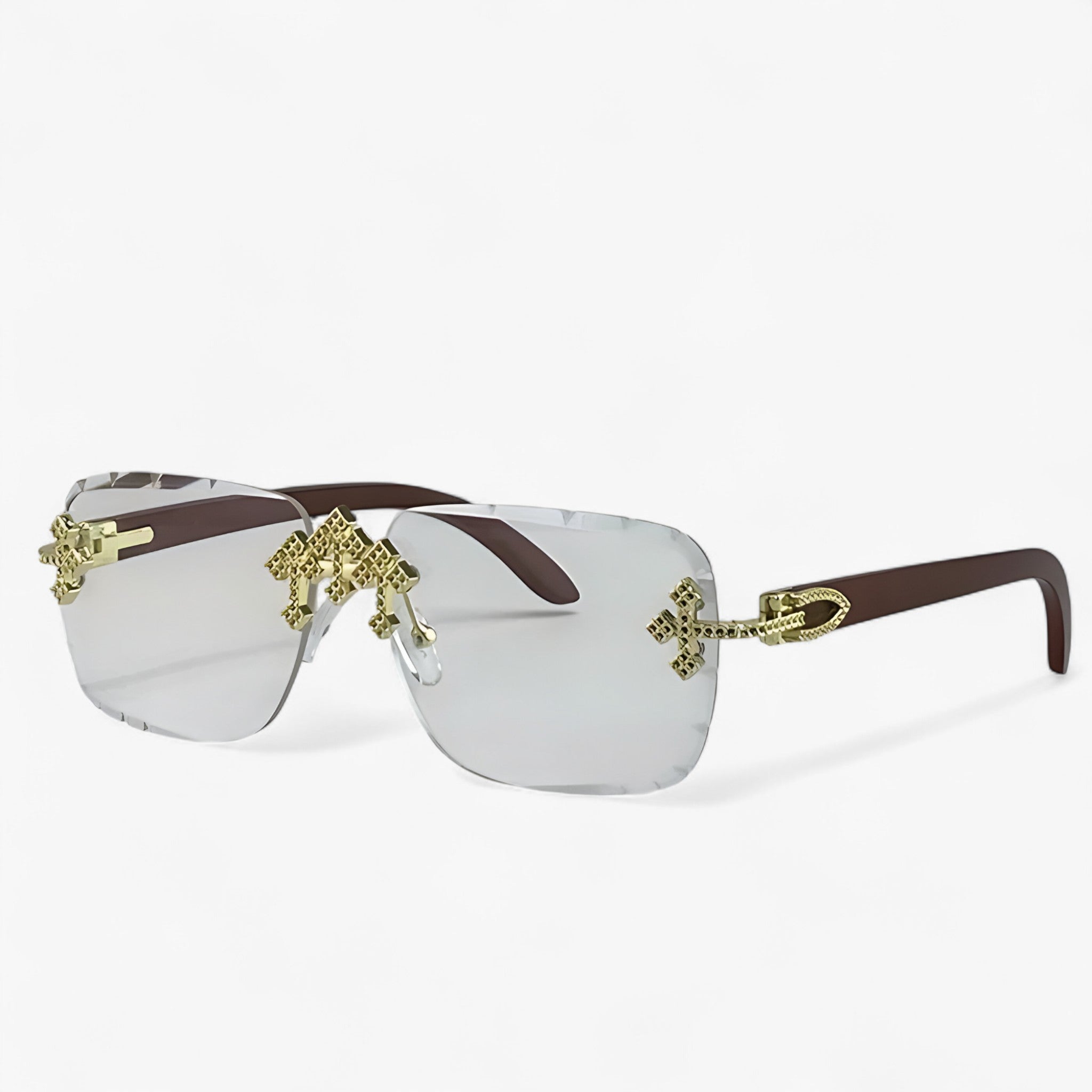 Occhiali da sole senza montatura stile steampunk Uomo - Marrone Chiaro - Fashion Sunglasses men sunglasses polarized mens sunglasses montatura occhiali occhiali sole Polarized man sunglasses sole steampunk stile sunglasses sunglasses polarized men uomo - Concept Palermo