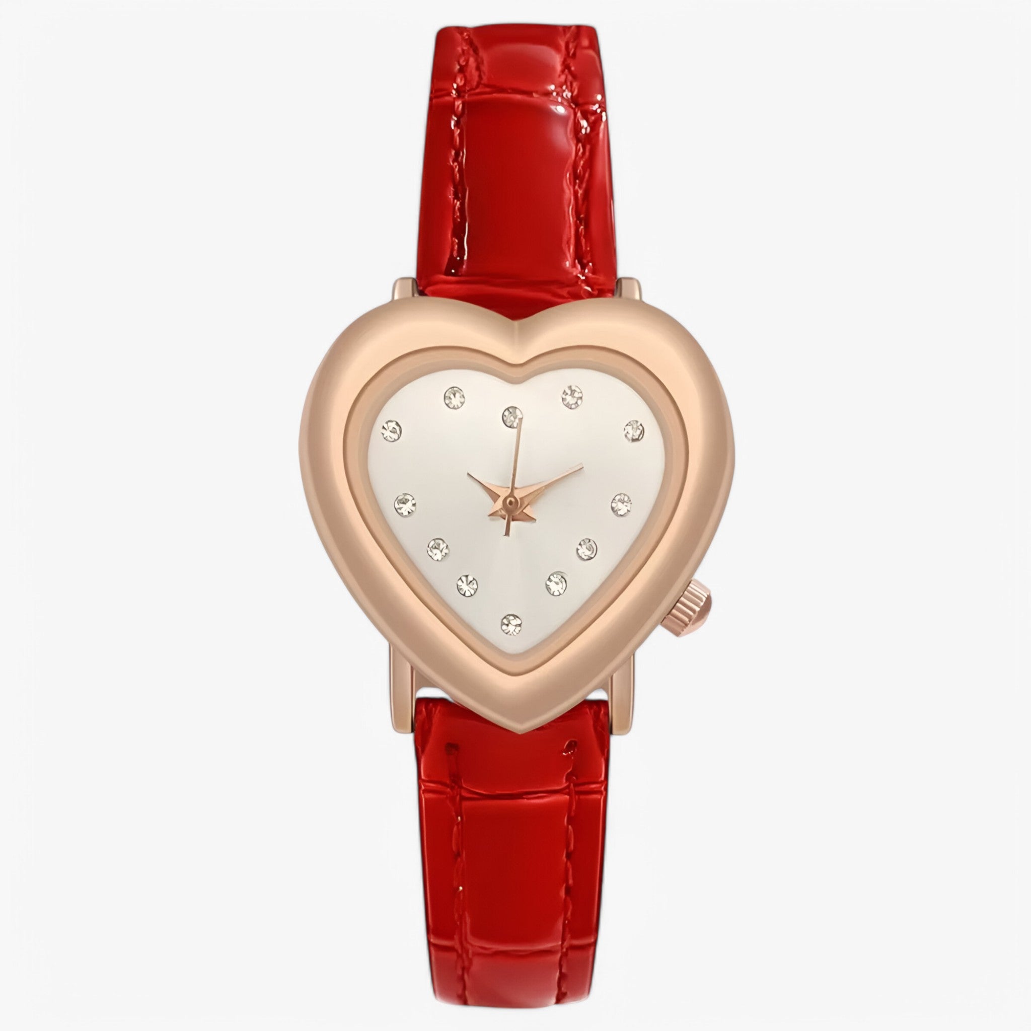Orologio da donna con quadrante a cuore e cinturino in pelle - Rosso bianco - cinturino cuore donna female watch orologio orologio donna pelle quadrante watch for women watches - Concept Palermo