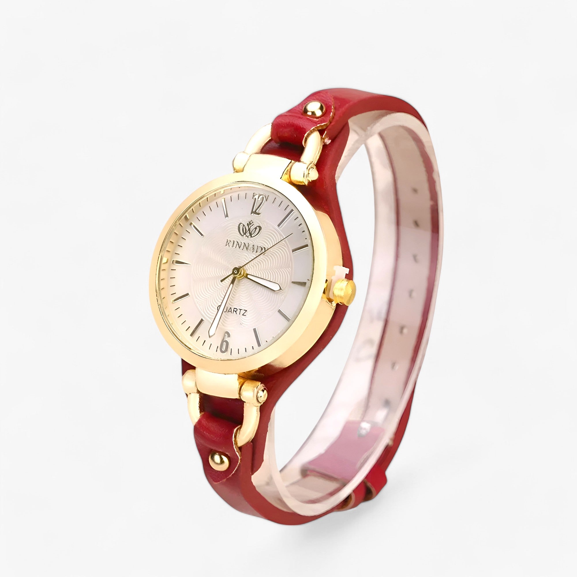 Orologio Donna Sottile con Bracciale in Pelle PU Nero Elegante Minimalista - Rosso - bracciale donna ladies watch orologio orologio donna pelle sottile watch for women watches WOMEN wrist watches for women - Concept Palermo