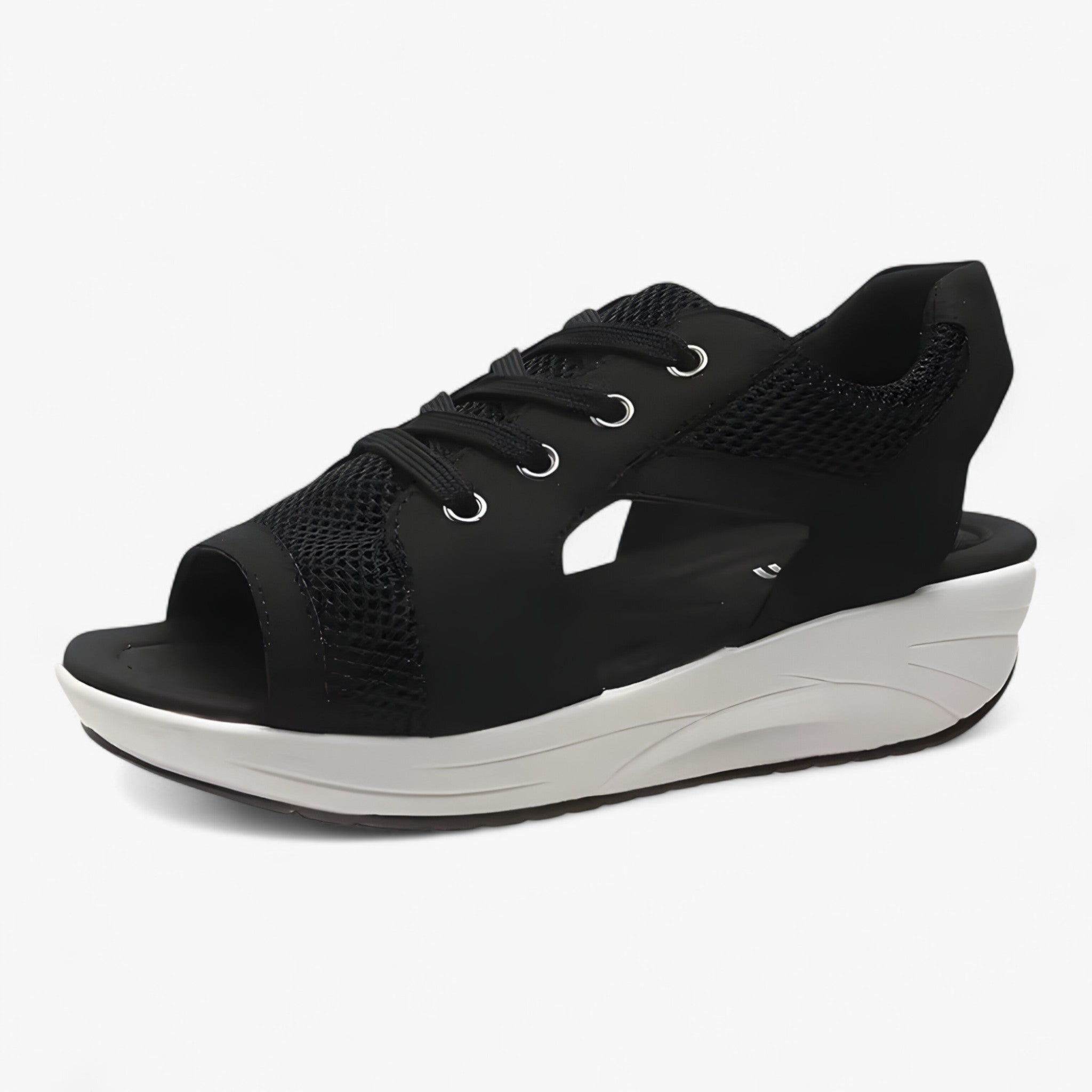 Sandalias cómodas y elegantes de mujer en piel negra - Tendencia verano