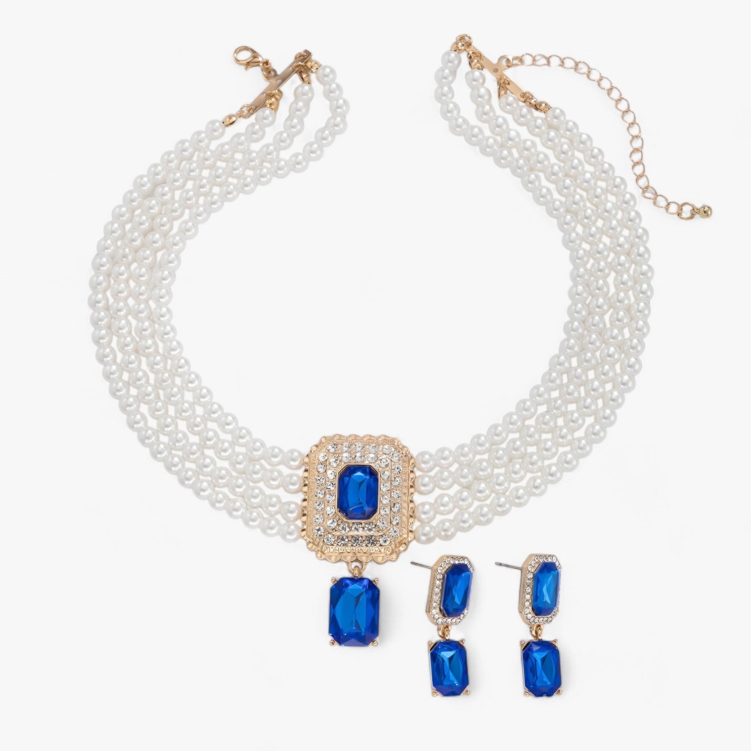 Eleganza Retro Lattaceo: Set di gioielli a più strati con perle per donne Lana Donna - Colore oro blu - Accessories Jewelry donna donne eleganza eleganza retro Gift Gifts for women gioielli jewelry lana lattaceo women - Concept Palermo