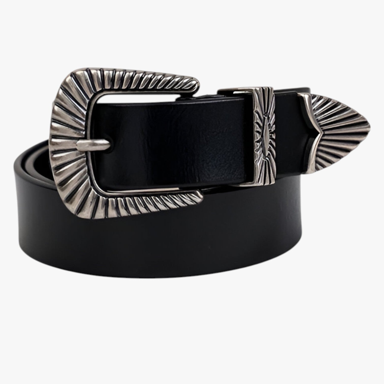 Cintura Western in Vera Pelle Marrone da Uomo per Jeans, Stile Cowboy con Fibbia Intagliata - nero B 105cmx8.2cm - Belts cintura cintura western jeans pelle waist belt for women western Womens belt - Concept Palermo