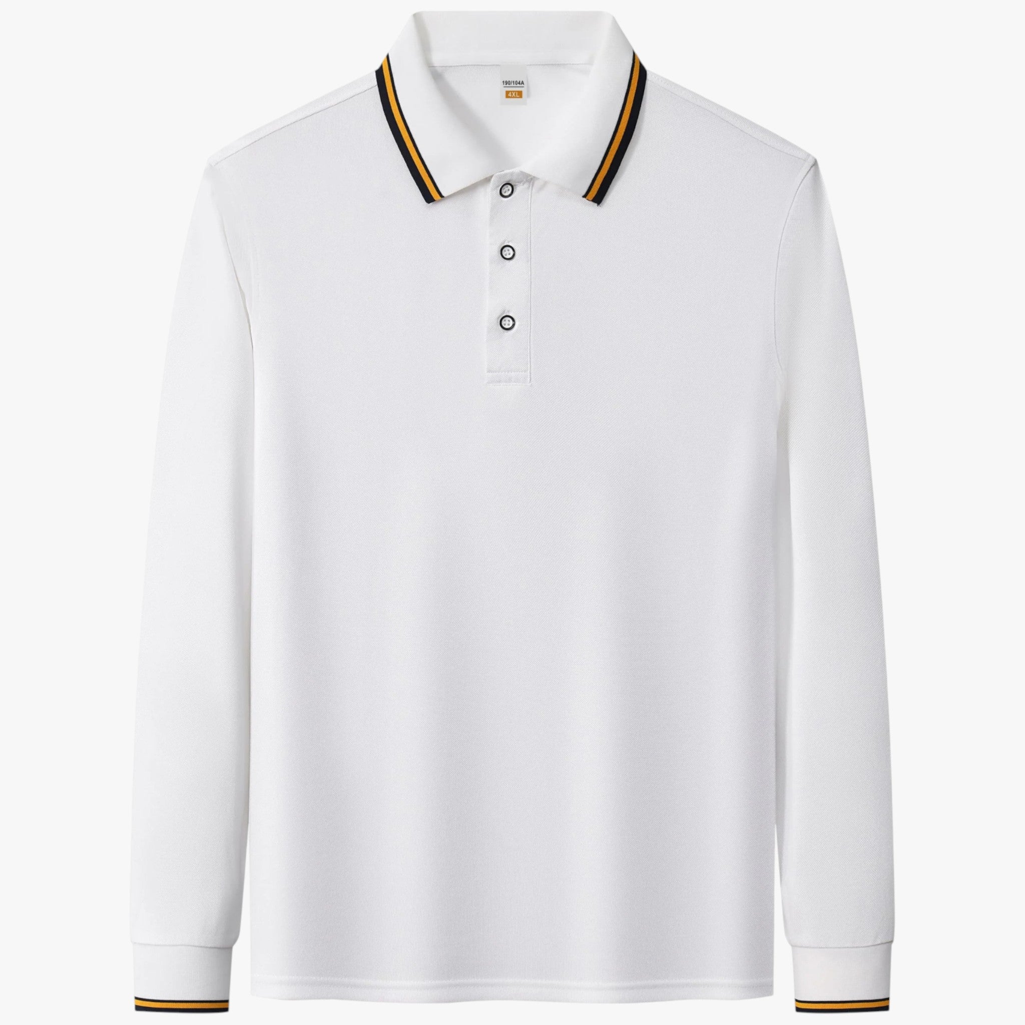 Maglietta Polo da Uomo a Maniche Lunghe - Bianco - lunghe maglietta maglietta polo maniche men's sweater polo uomo - Concept Palermo