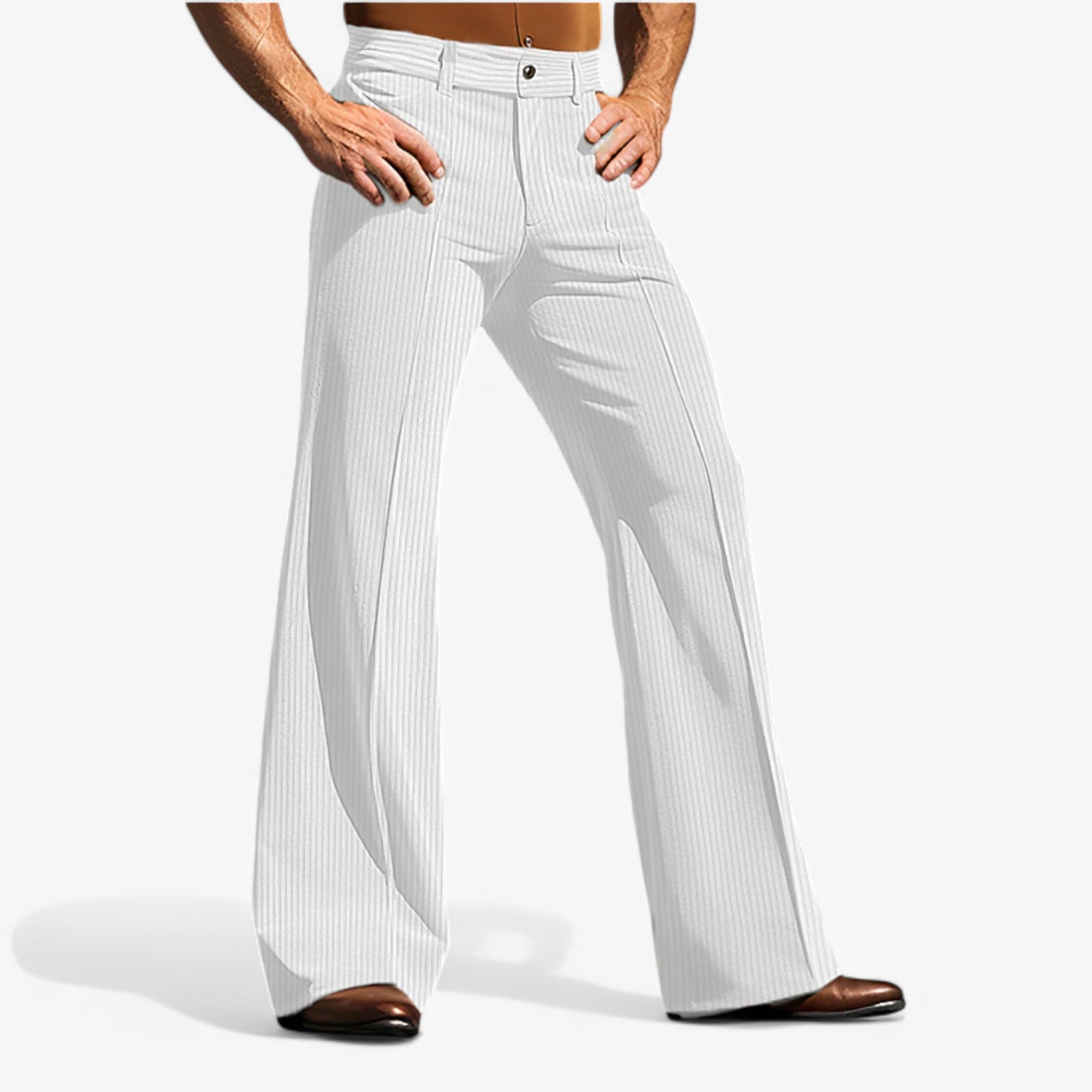 Pantaloni in Velluto a Coste Svasati Uomo - Bianco - coste men pantaloni pantaloni velluto pants svasati uomo velluto week46-monday - Concept Palermo