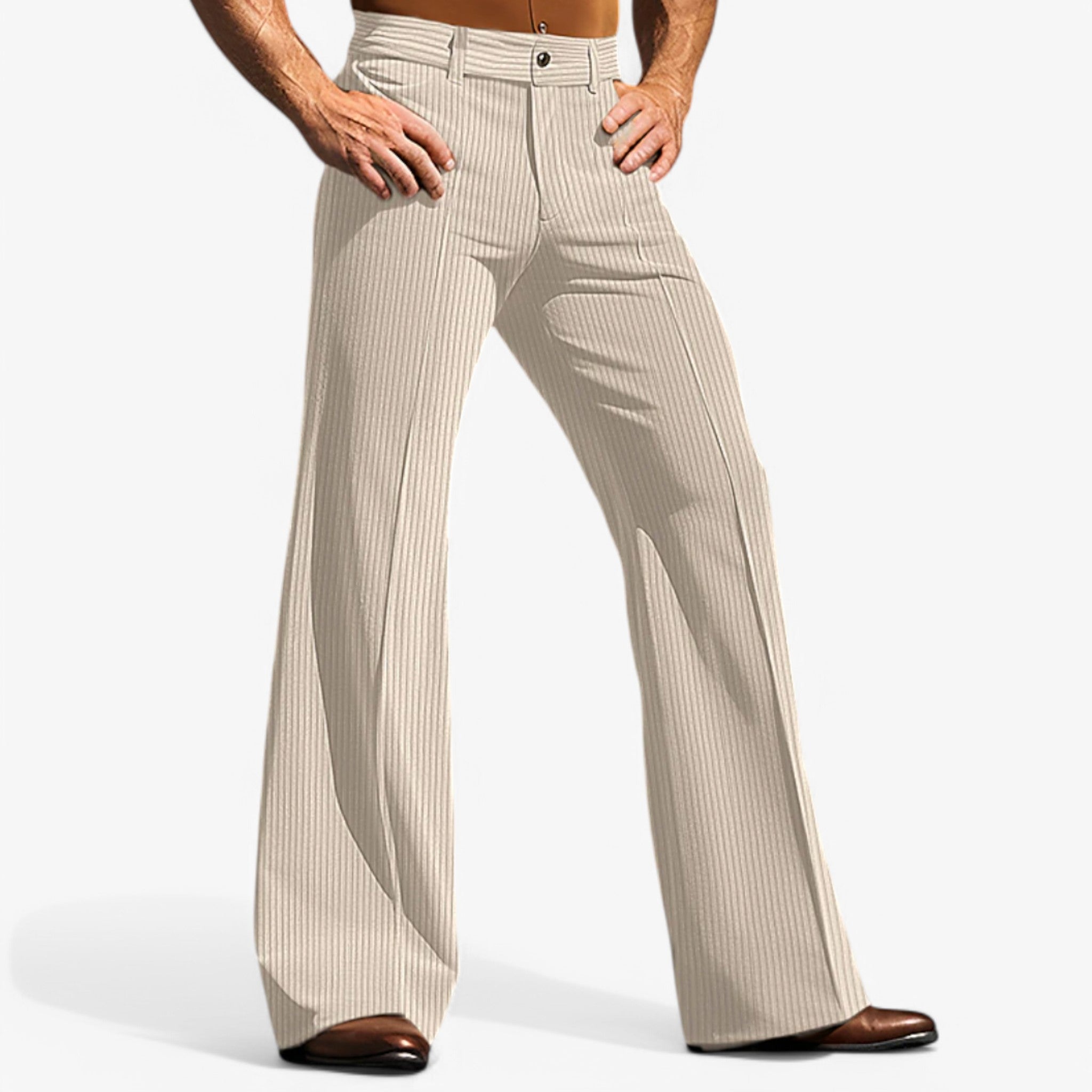 Pantaloni in Velluto a Coste Svasati Uomo - Beige - coste men pantaloni pantaloni velluto pants svasati uomo velluto week46-monday - Concept Palermo