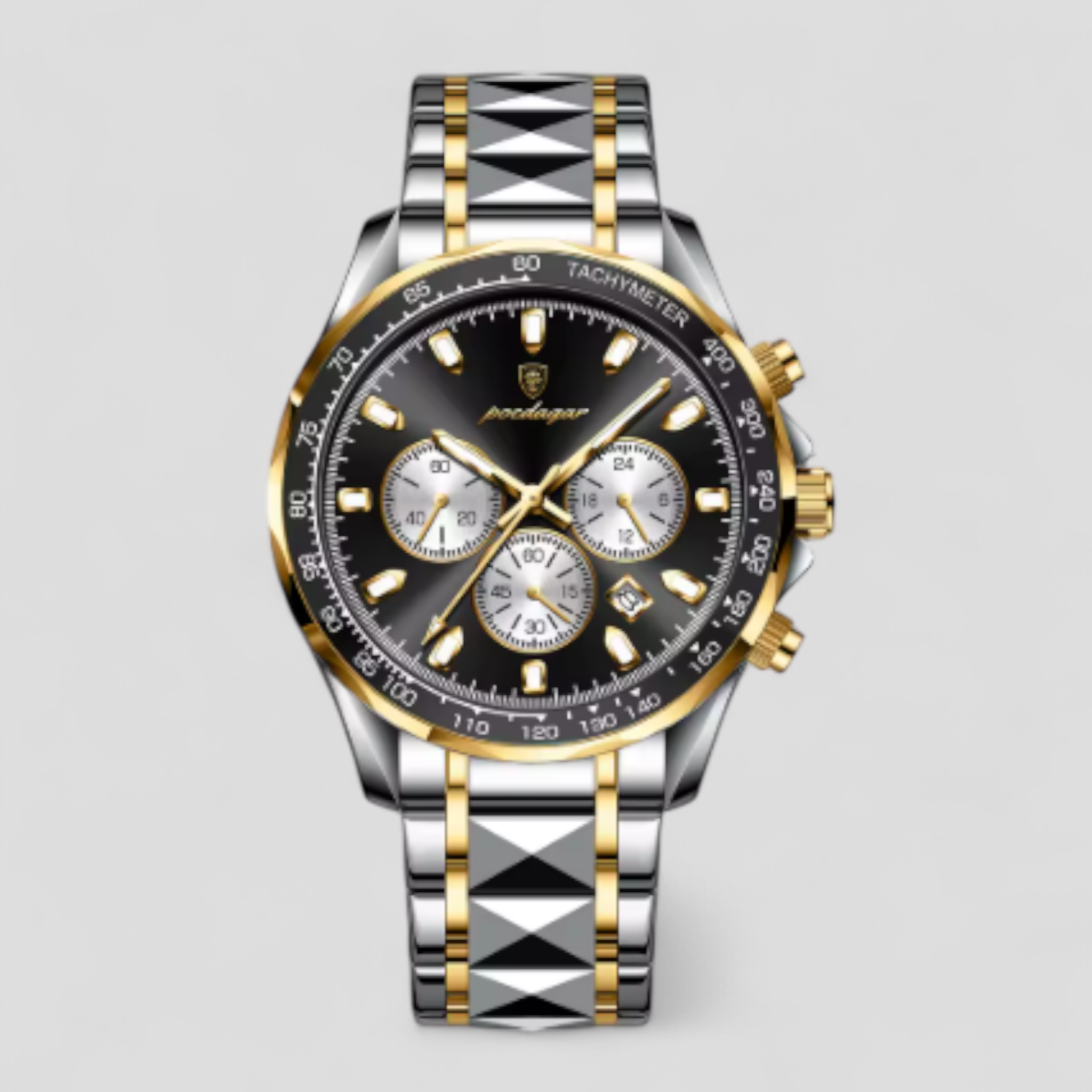 Orologio Cronografo Uomo di Lusso in Acciaio Inox Argento - Argento Nero - acciaio cronografo orologio orologio cronografo uomo watches - Concept Palermo