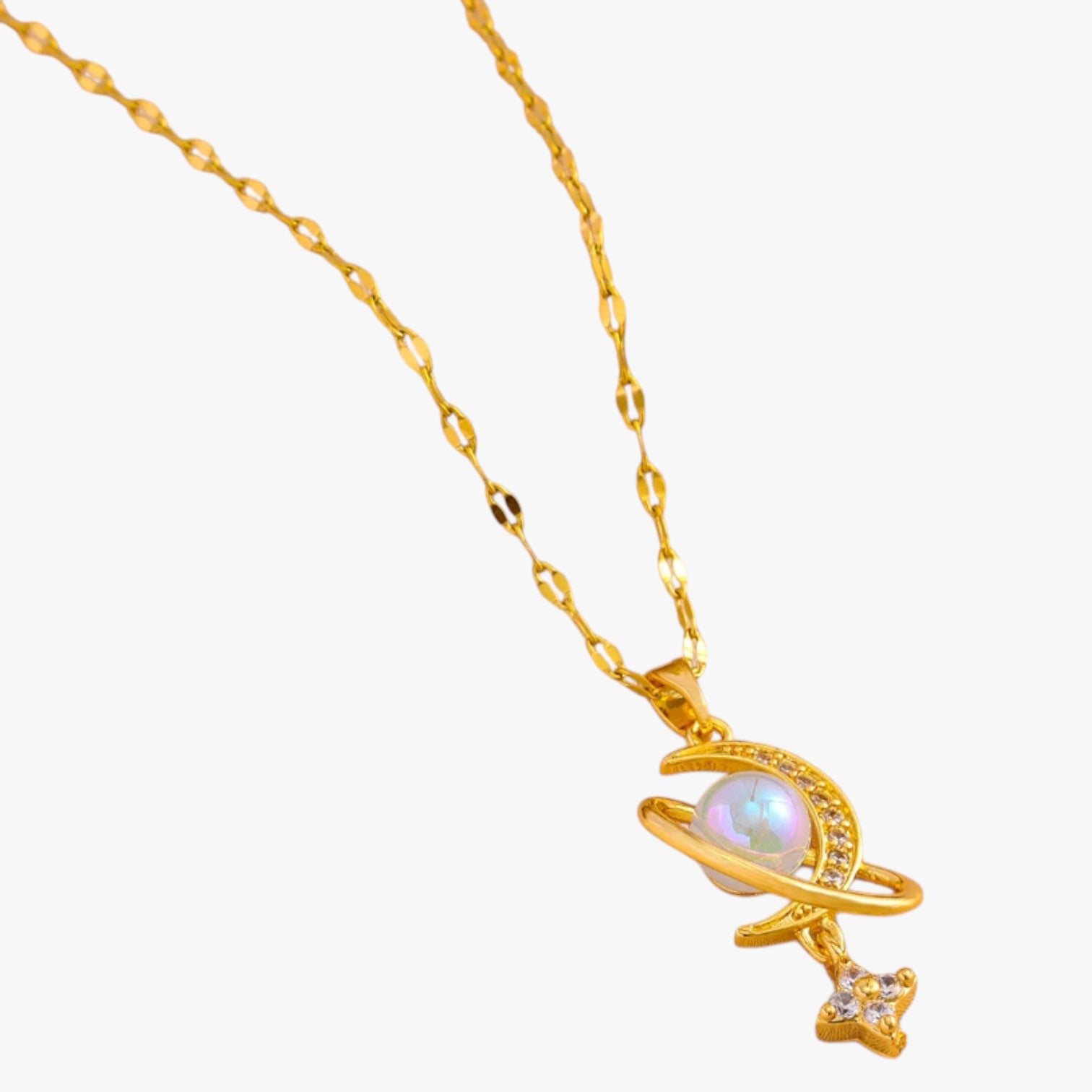 Collana romantica in acciaio inossidabile con luna e stella - - acciaio collana collana romantica elegant womens necklaces inossidabile jewelry luna necklace NECKLACES Necklaces for Women romantica stella - Concept Palermo