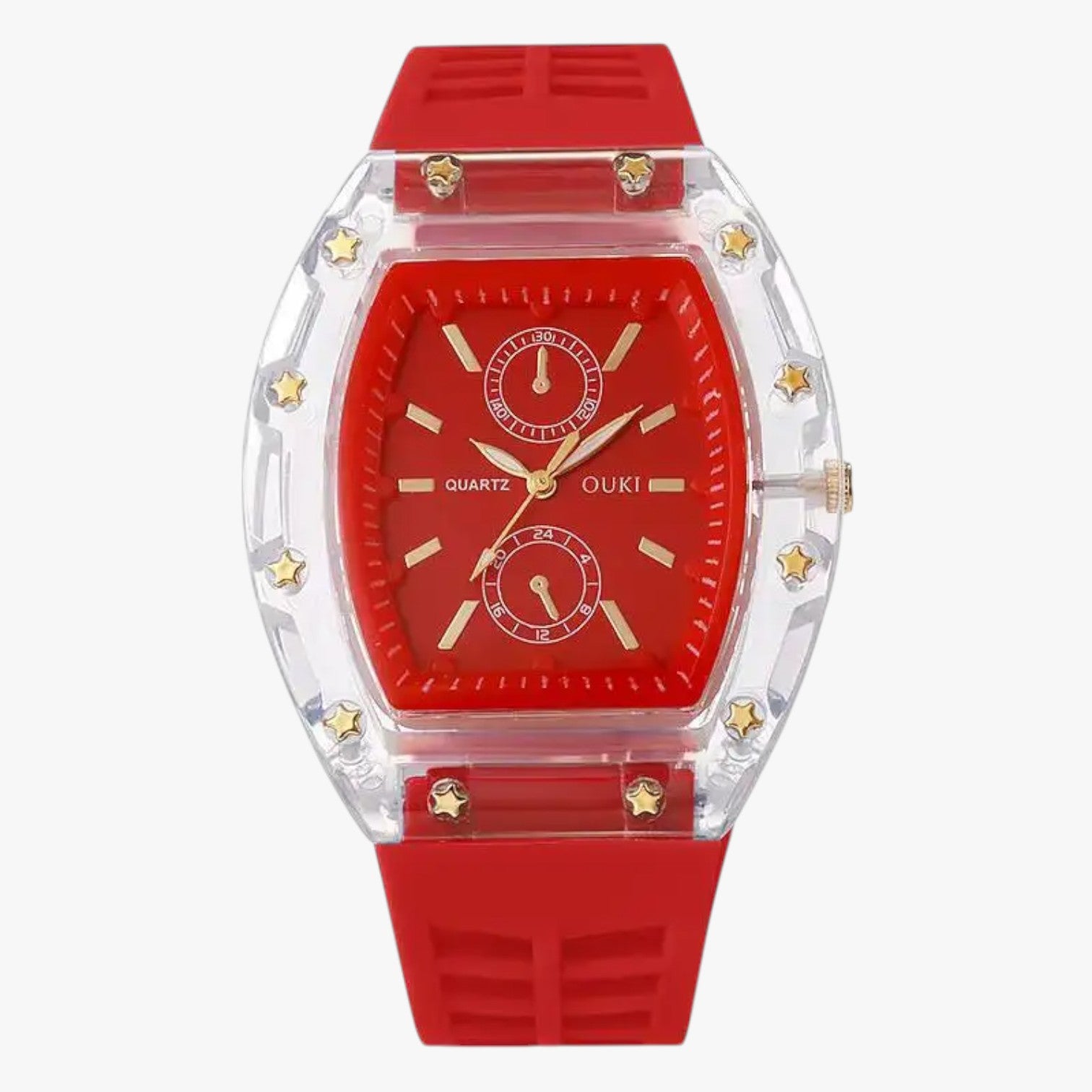 Orologio Casual Analogico da Uomo in Silicone Nero con Cinturino Regolabile - Rosso senza scatola - analogico casual female watch ladies watch orologio orologio analogico silicone watch watch for women watches - Concept Palermo