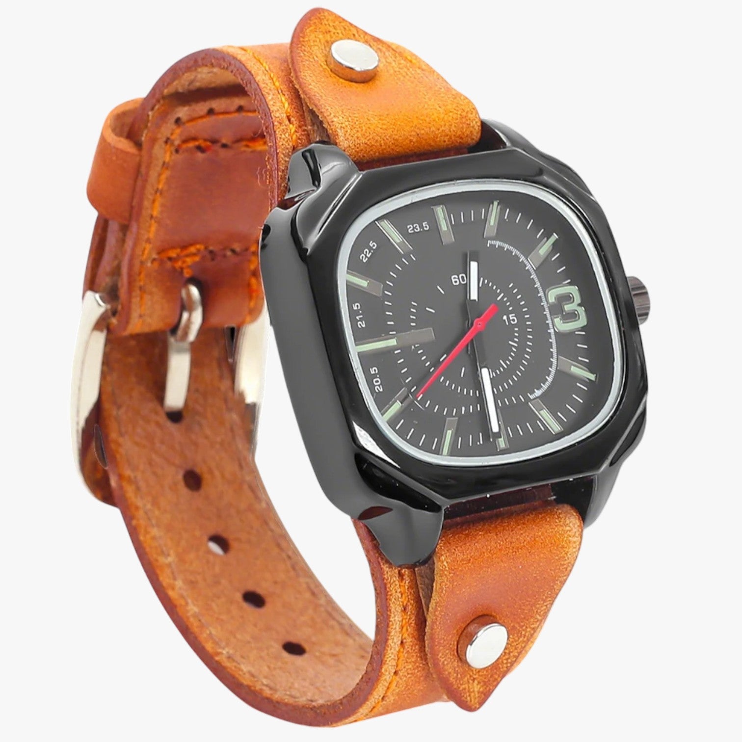 Orologio vintage con cinturino in pelle Uomo - Retro Giallo - cinturino orologio orologio vintage pelle uomo vintage watch watch for men watches - Concept Palermo