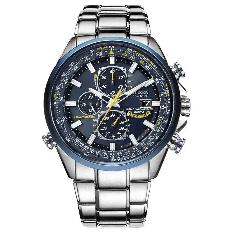 Orologio cronografo da uomo MultiSteel, cinturino in pelle, elegante e preciso - Cintura in acciaio-argento con 4 bottoni - chronographe cross-from-marche-lino-15830596813149 cuir montre multisteel multisteel montre New-google overig - Concept Palermo