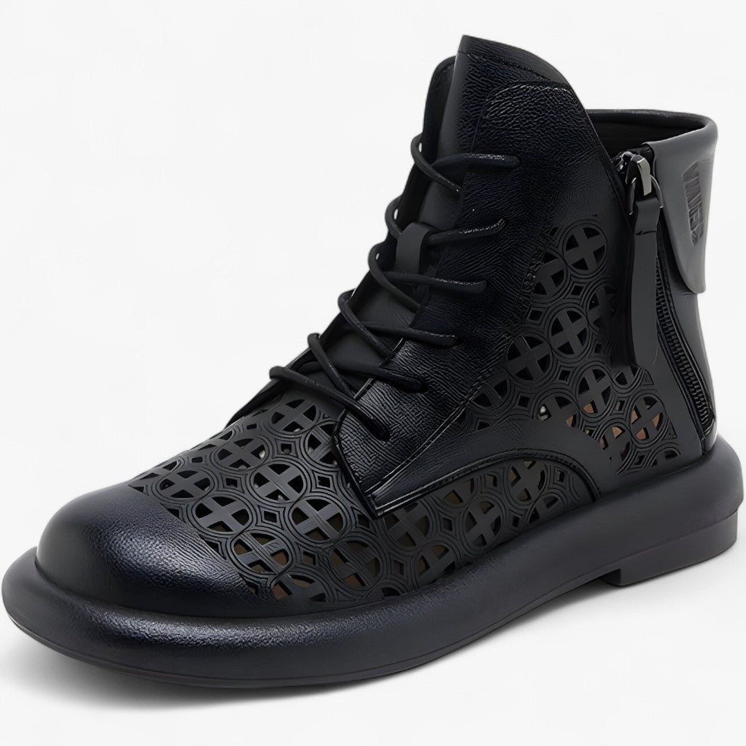 Stivaletti Uomo in Vera Pelle Traforati - Stile Elegante e Traspirante - Nera - BOOTS Boots & Shoes pelle shoes stile stivaletti stivaletti traforati traforati uomo vera - Concept Palermo