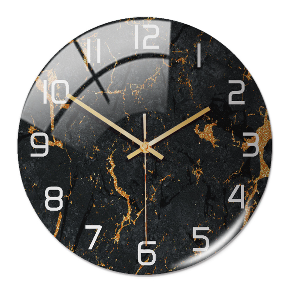 Orologio da Parete Silenzioso Ø30cm, Effetto Marmo Bianco Lusso Moderno per Soggiorno/Ufficio - Rame nero - clocks marmo orologio orologio marmo tempo wall clocks - Concept Palermo