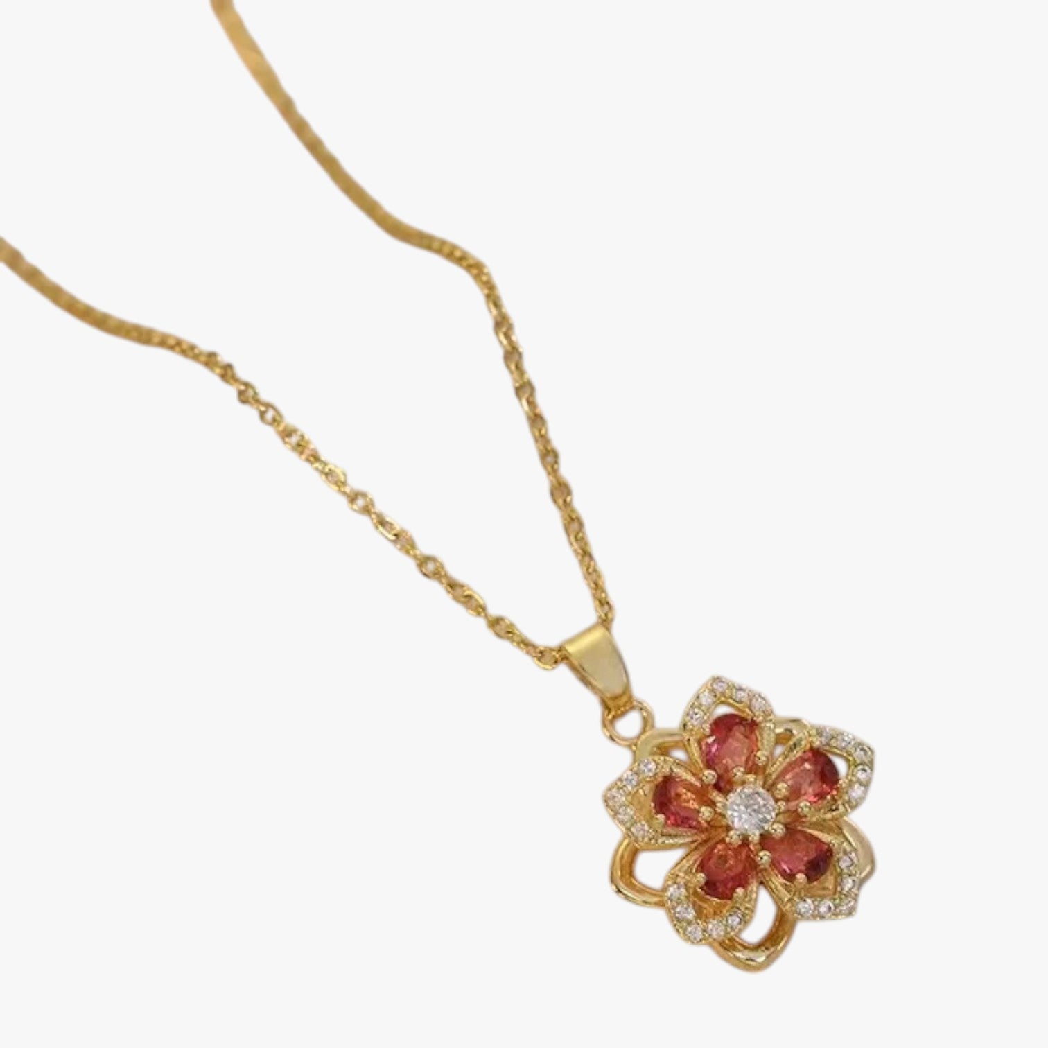 Collana con fiore in oro e zircone rotante Lana Donna - - collana collana fiore donna Fashion Necklaces fiore jewelry lana necklace NECKLACES Necklaces for Women rotante zircone - Concept Palermo
