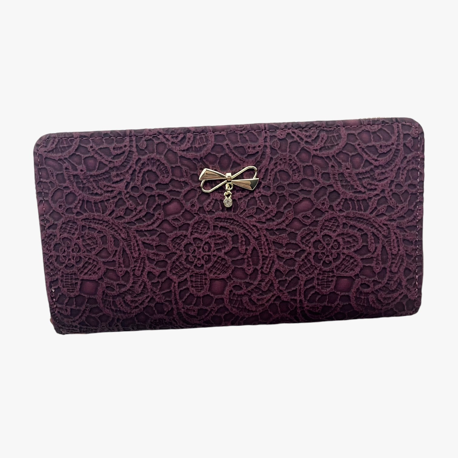 E Capiente con Rilievi in Pizzo - Viola Scuro - capiente capiente rilievi pizzo rilievi wallet wallets womens wallet - Concept Palermo