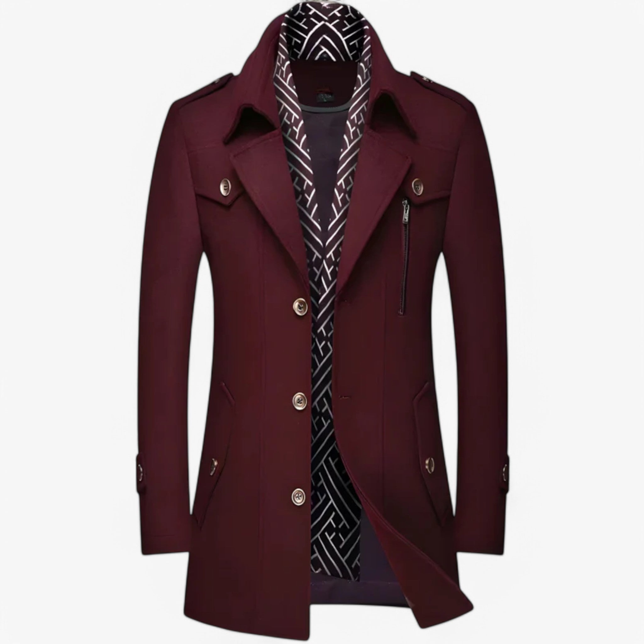 Cappotto in lana di media lunghezza Uomo - Marrone castagna dolce - cappotto cappotto lana lana lunghezza media men's coats & jackets uomo - Concept Palermo