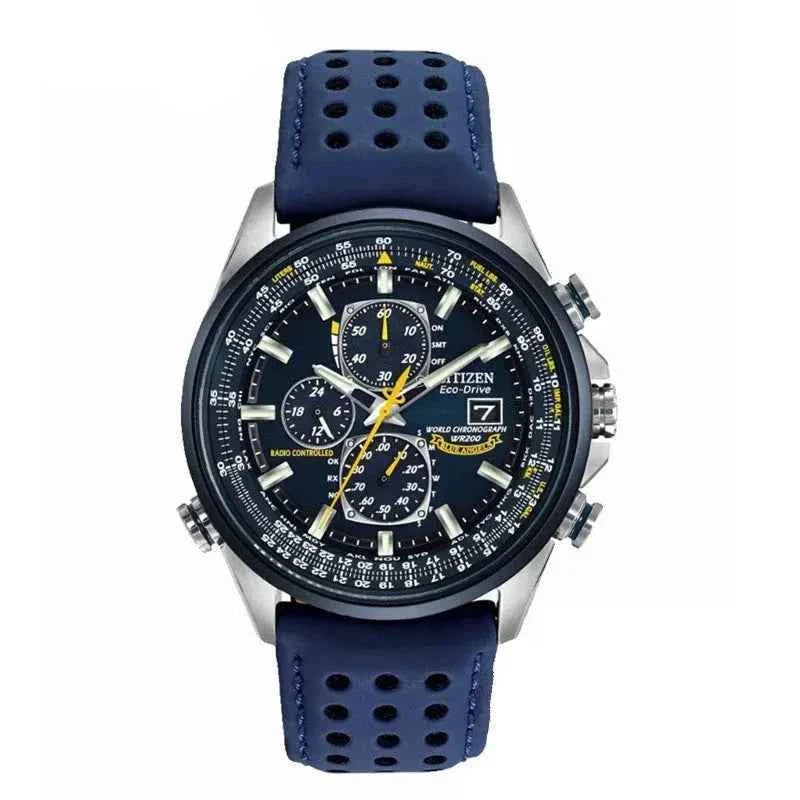 Orologio cronografo da uomo MultiSteel, cinturino in pelle, elegante e preciso - Cintura blu a 4 bottoni - chronographe cross-from-marche-lino-15830596813149 cuir montre multisteel multisteel montre New-google overig - Concept Palermo
