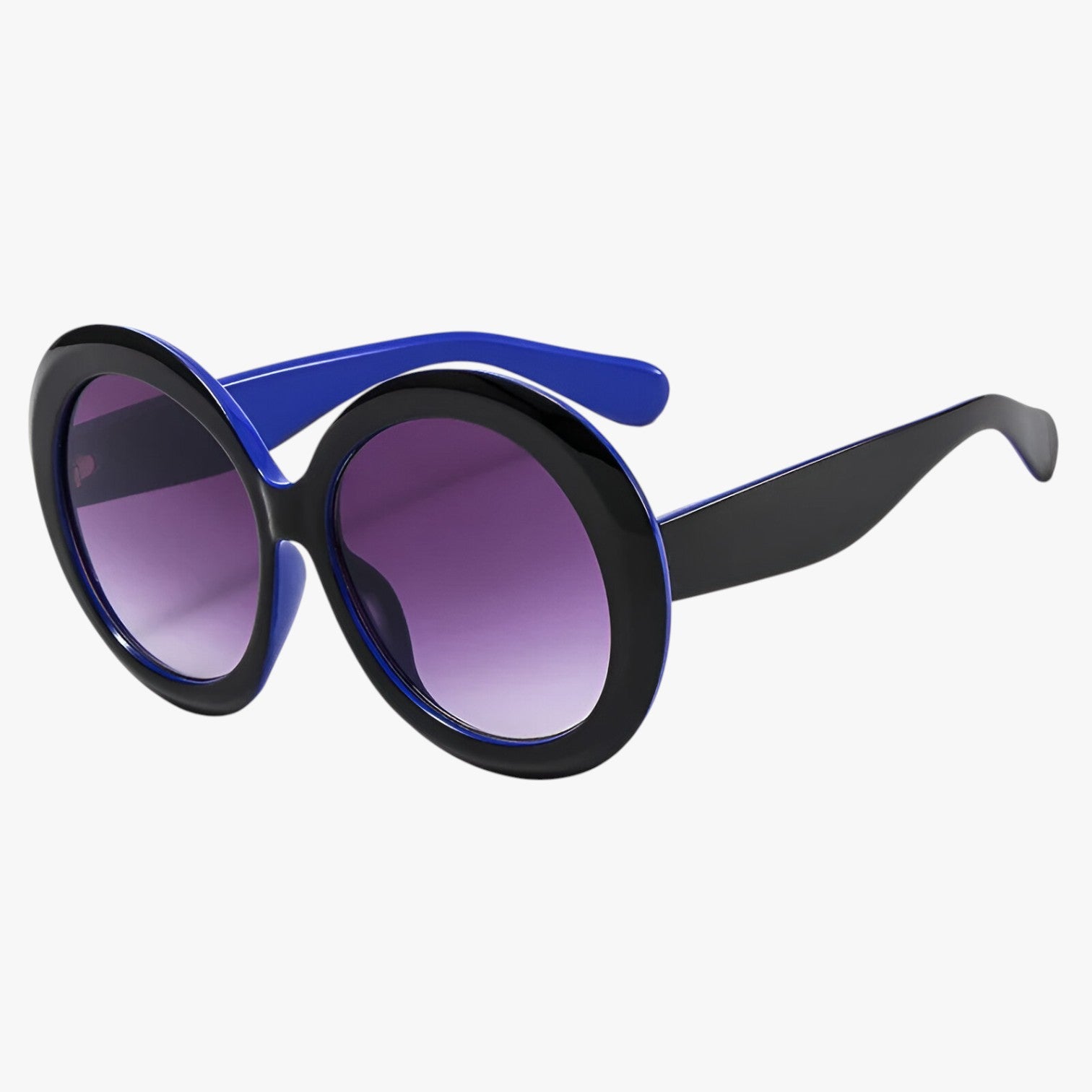 Occhiali da Sole Rotondi Oversize Lusso Donna - Protezione UV400 - C2 Nero Blu Grigio Come nella foto - Fashion Sunglasses occhiali occhiali sole oversize rotondi Round Sun Glasses sole sun glasses sunglasses - Concept Palermo
