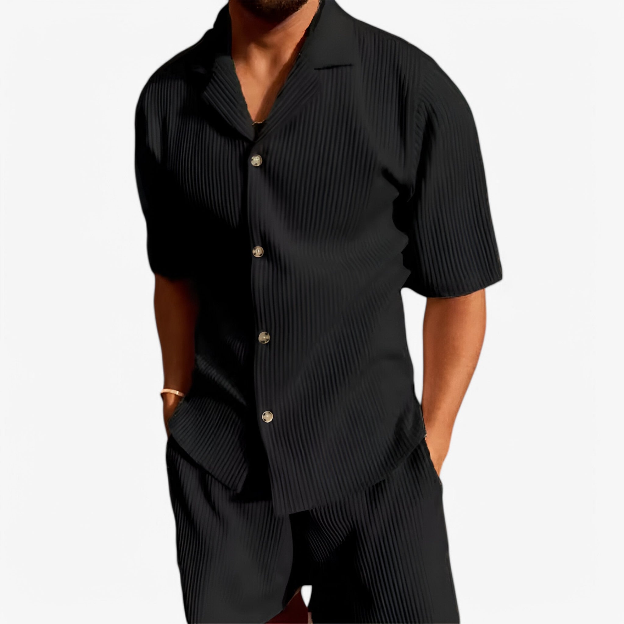 Tuta Casual in Velluto a Coste Uomo - Nero - casual coste men's top clothes tuta tuta casual uomo velluto - Concept Palermo