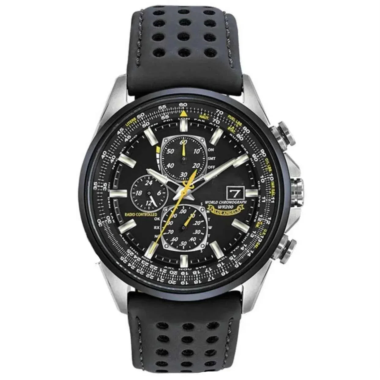 Orologio cronografo da uomo MultiSteel, cinturino in pelle, elegante e preciso - Cintura nera con 3 bottoni - chronographe cross-from-marche-lino-15830596813149 cuir montre multisteel multisteel montre New-google overig - Concept Palermo