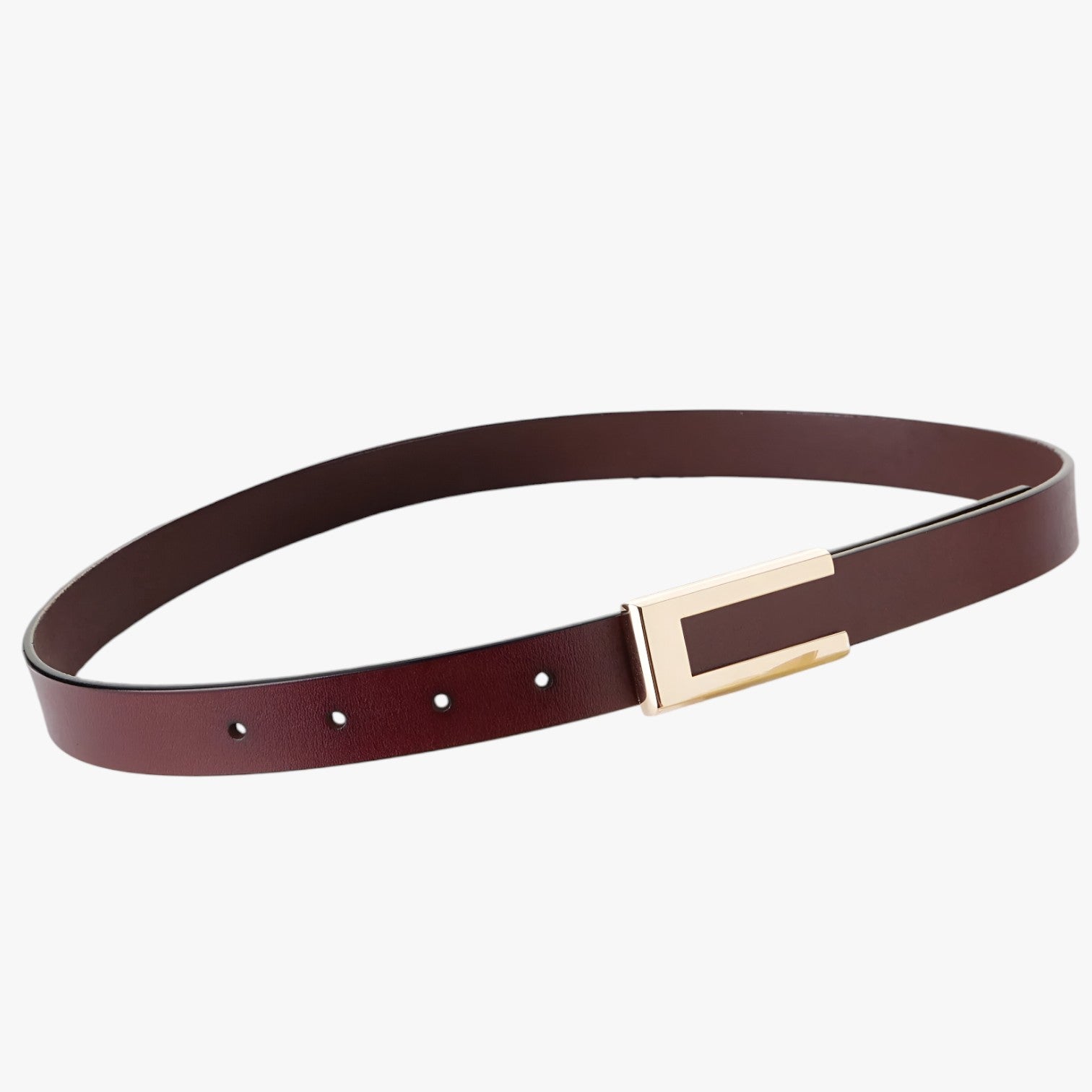Cintura da donna in pelle autentica di con fibbia dorata, cintura sottile per vestiti - Colore Caffè 100cm Cina - autentica Belts cintura cintura donna donna dorata fibbia pelle sottile waist belt for women Womens belt - Concept Palermo