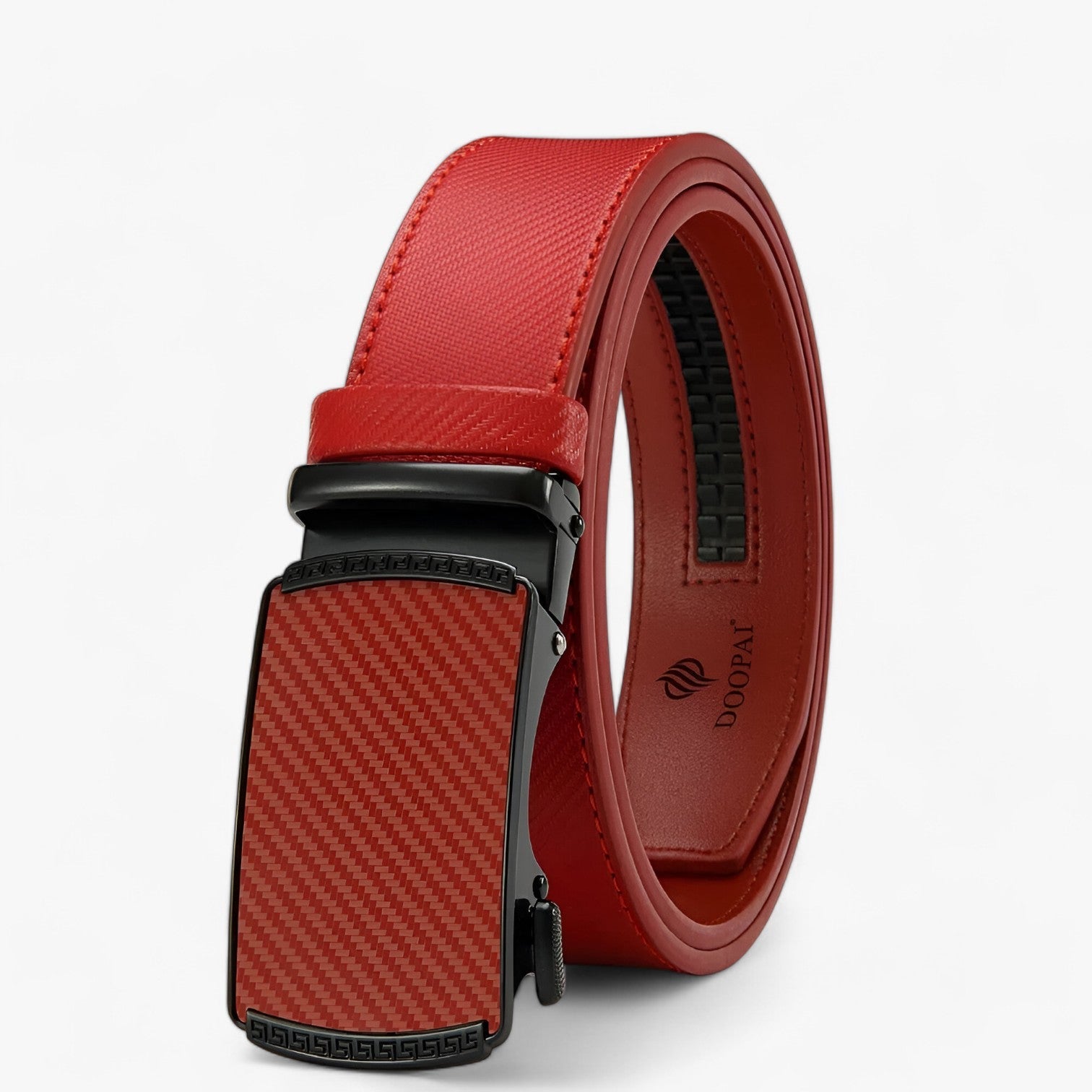 Cintura Automatica in Pelle di Lusso con Fibbia Regolabile Uomo - Rosso - automatica belts cintura cintura automatica fibbia mens accessory Mens belt pelle regolabile uomo - Concept Palermo