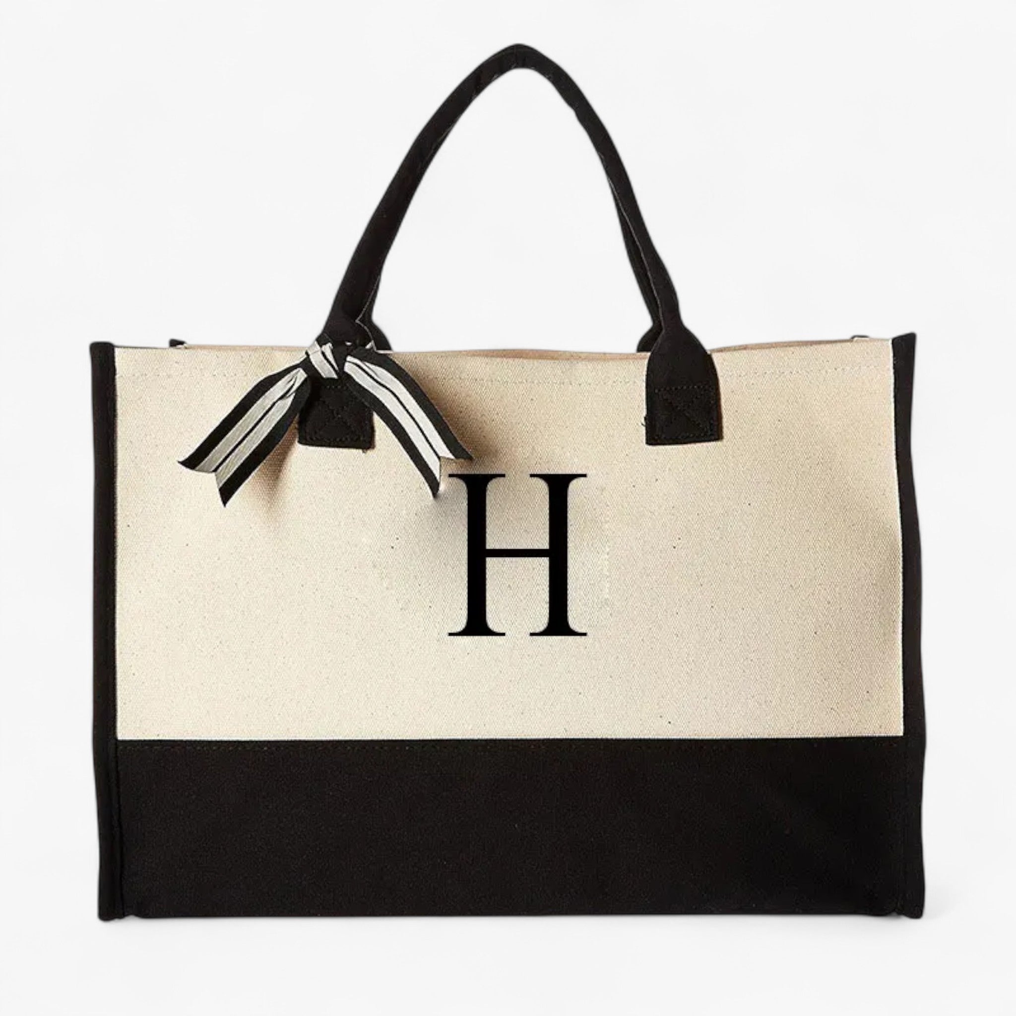 Borsa Tote Donna Grande in Tela Personalizzata con Iniziali - Elegante e Resistente - H - Bags borsa borsa tote donna handbags personalizzata tote tote bags Women's handbags - Concept Palermo