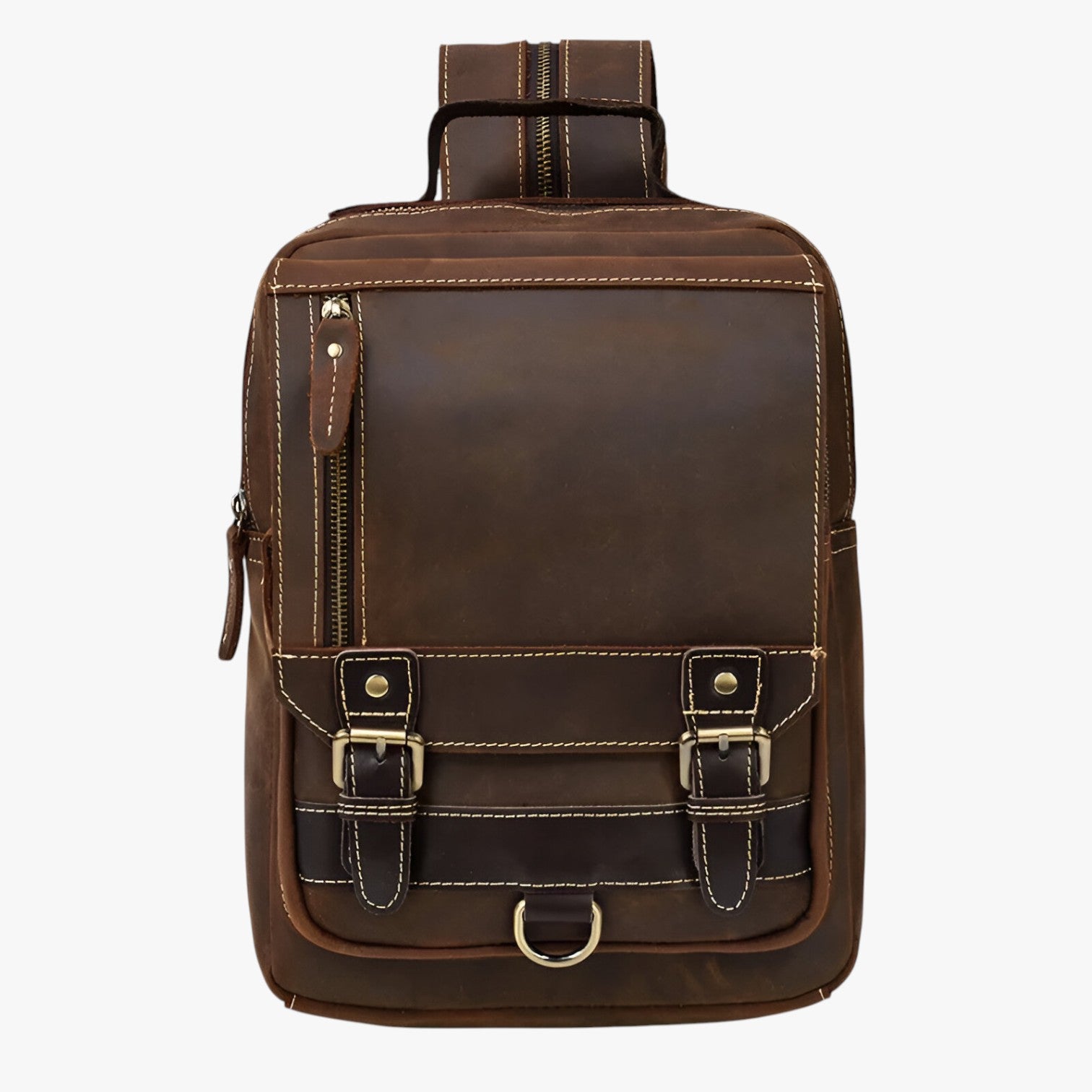 Zaino in pelle vintage a doppio uso - 1038-marrone scuro - Bags bags for men doppio pelle vintage zaino zaino pelle - Concept Palermo