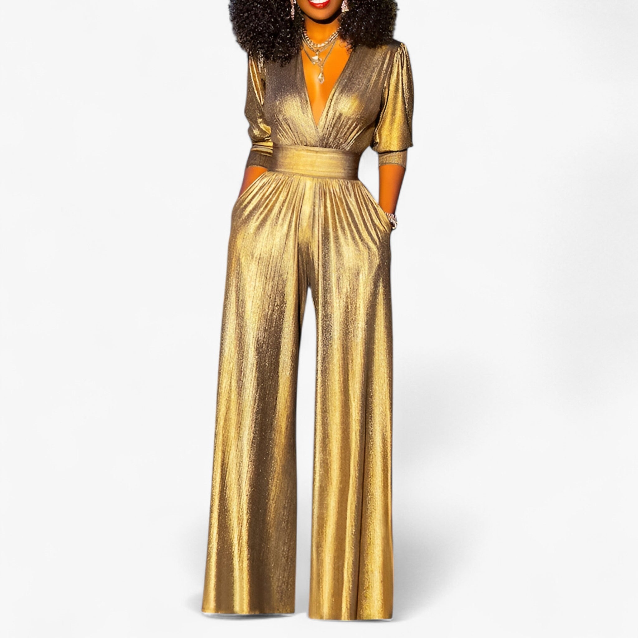 Tuta Uomo Zara Verde Smeraldo Metallizzato Larga Elegante per Cerimonie e Feste - Oro - DRESS dresses formal dress gambe larghe metallizzato smeraldo tuta uomo zara - Concept Palermo