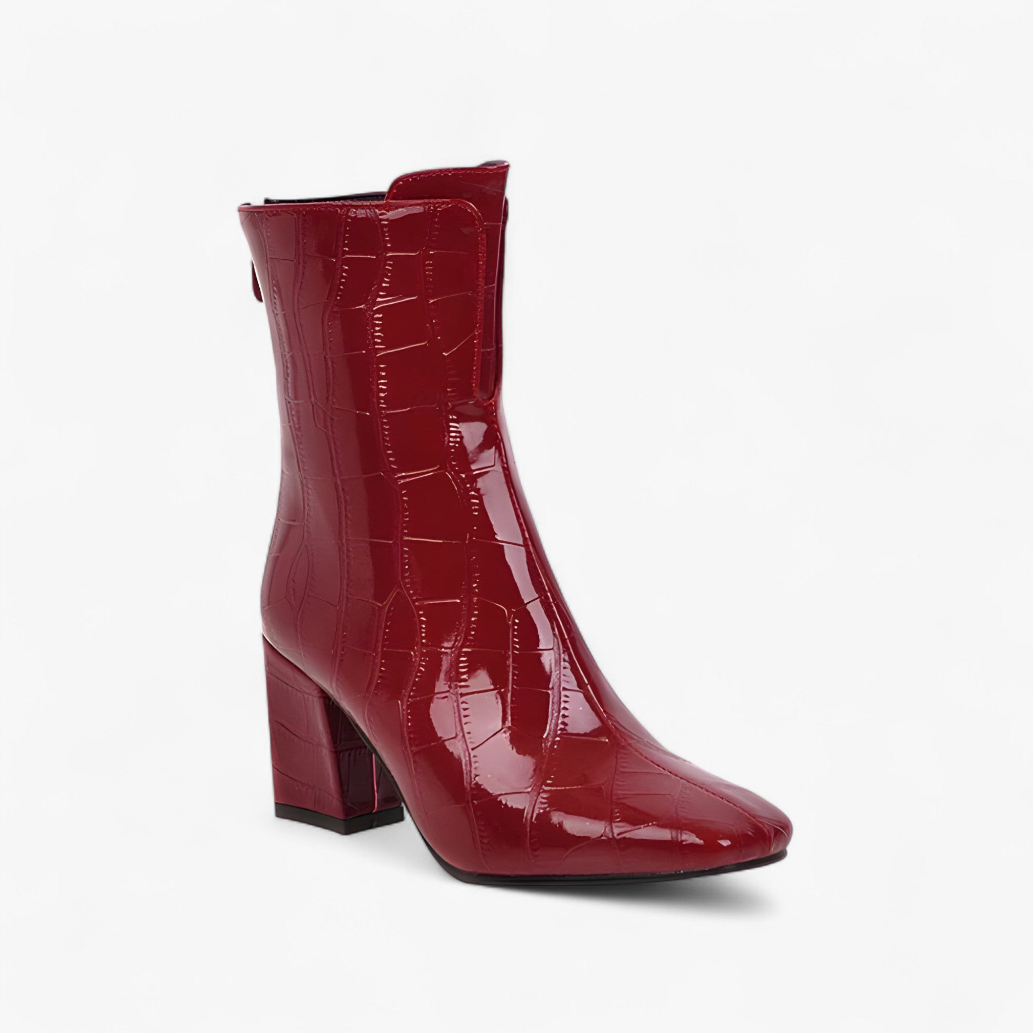 Stivaletti in pelle effetto coccodrillo lucido - Vino Rosso - BOOTS Boots & Shoes coccodrillo effetto lucido pelle shoes stivaletti stivaletti pelle - Concept Palermo