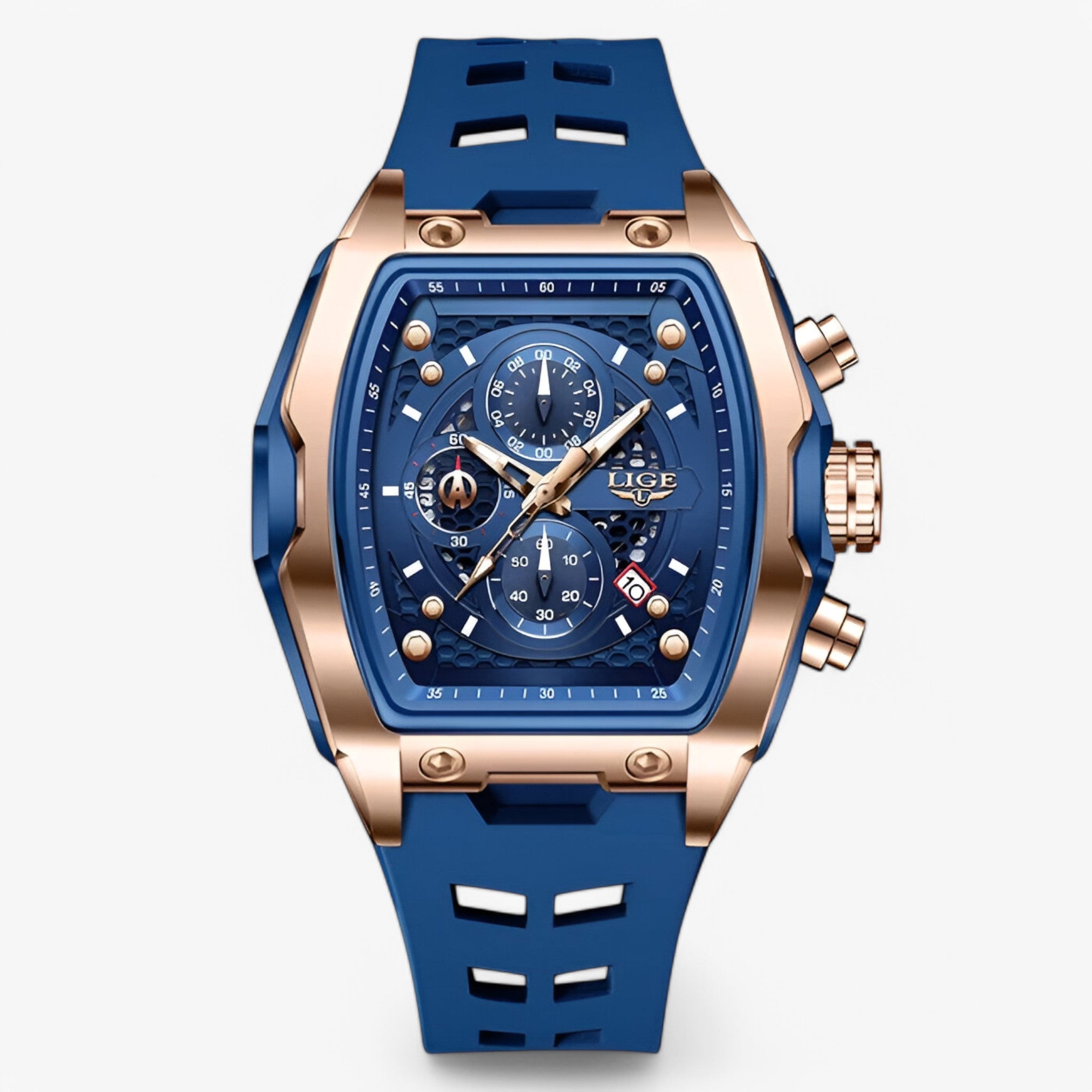 Orologio Sportivo Uomo Lusso in Silicone Nero con Cronografo - Blu oro rosa - accessoires horloges orologio orologio sportivo silicone sport sportivo uomo watches - Concept Palermo