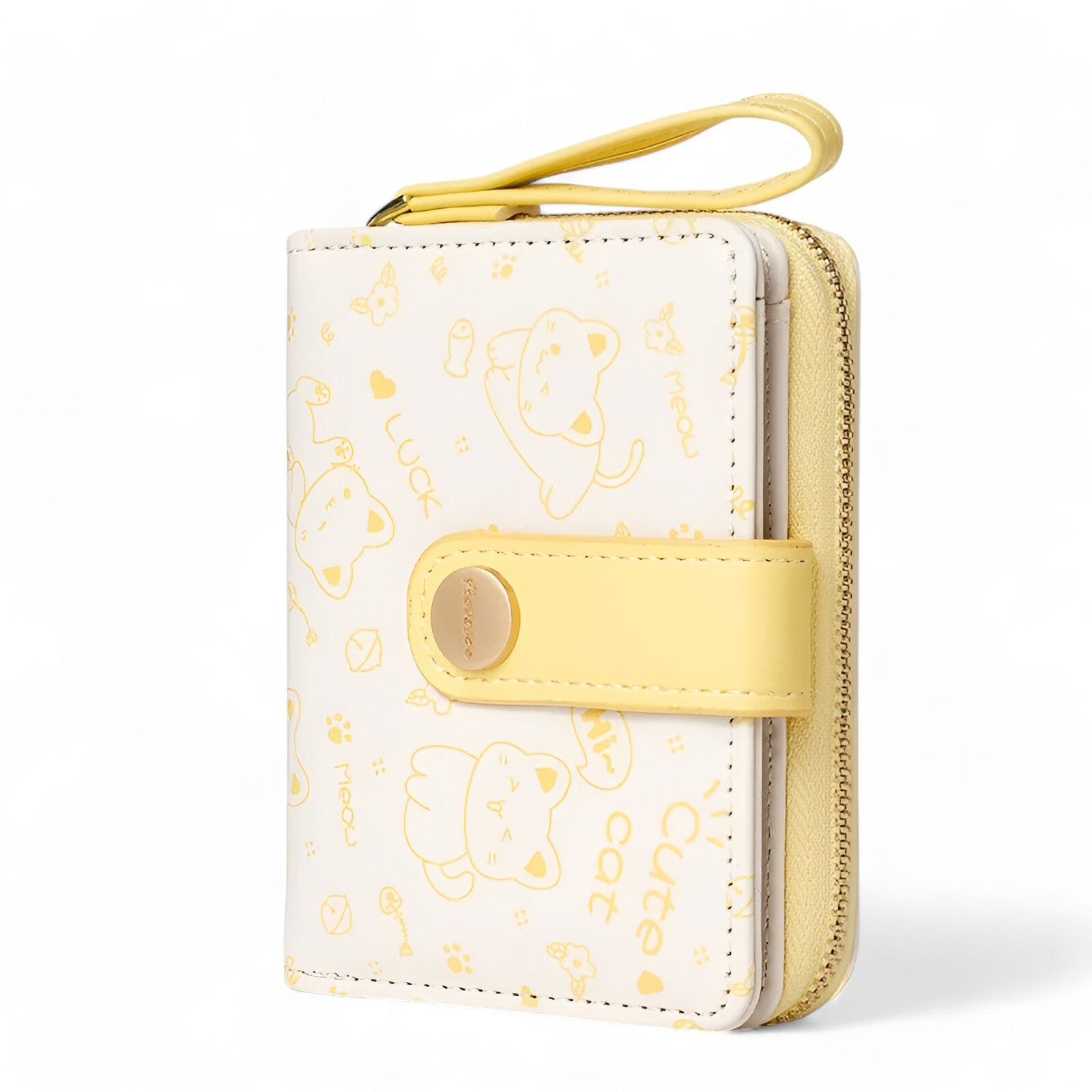 Portafoglio Donna con Gattine - Compatto e Multifunzionale - Giallo - compatto donna gattine multifunzionale portafoglio portafoglio donna wallet wallets womens wallet - Concept Palermo