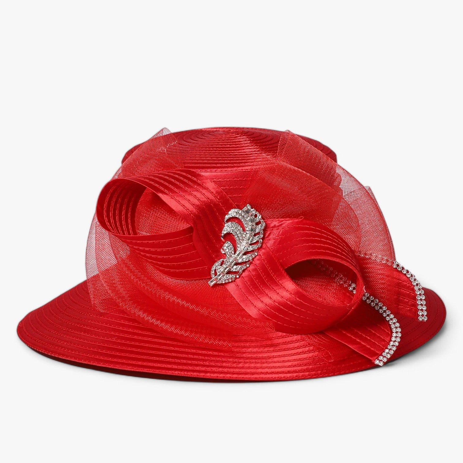 Cappello da festa nuziale di lusso – Satin con bordo largo - Rosso 56 fino a 58cm - bordo cappello cappello festa festa hat Hat for girls largo nuziale satin sun hat Sun Hats women hat women's hat - Concept Palermo