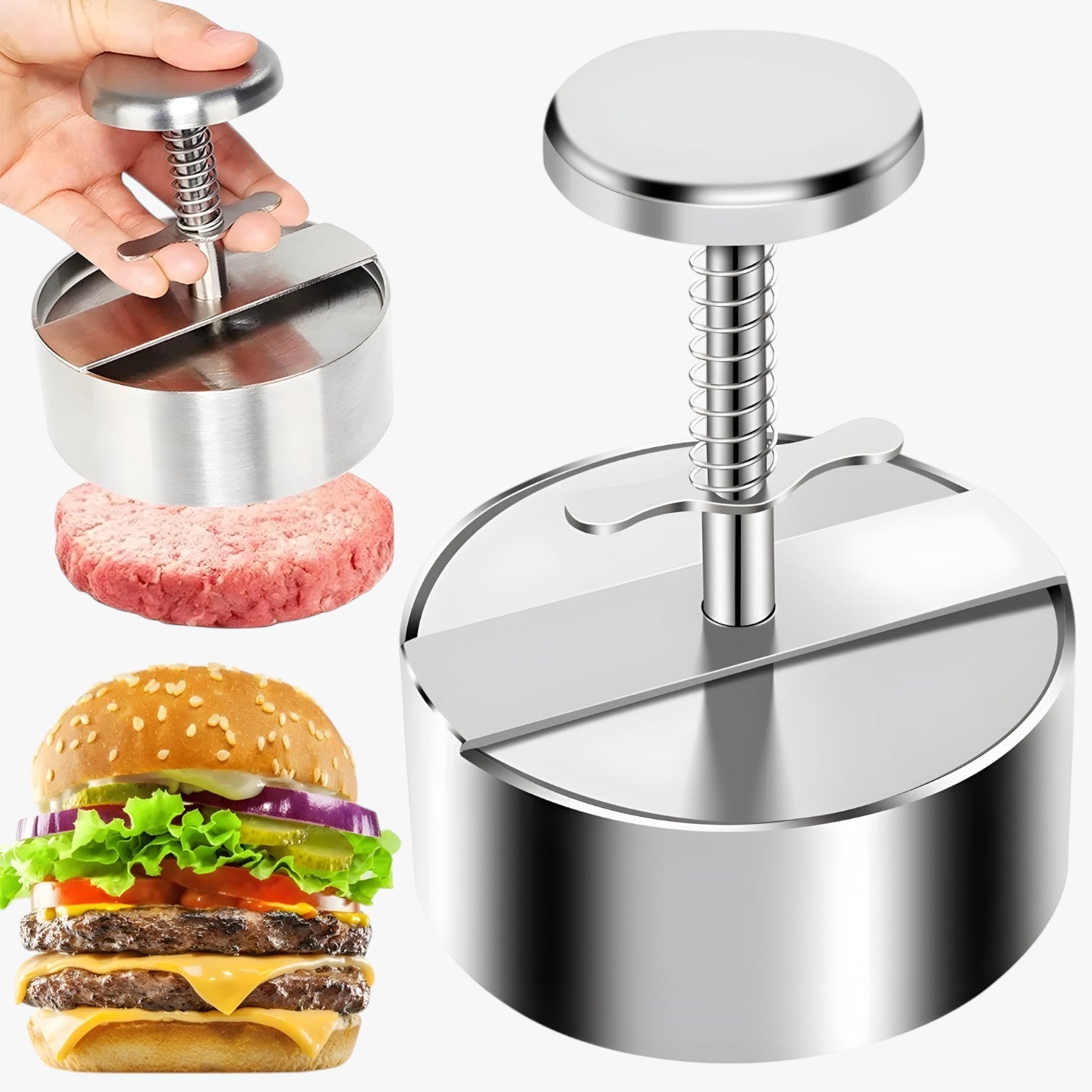 Pressa per hamburger in acciaio inossidabile - Hamburger antiaderenti Uomo - - acciaio antiaderenti hamburger inossidabile Kitchen kitchen & dining kitchen accessory kitchen tools pressa pressa hamburger uomo - Concept Palermo