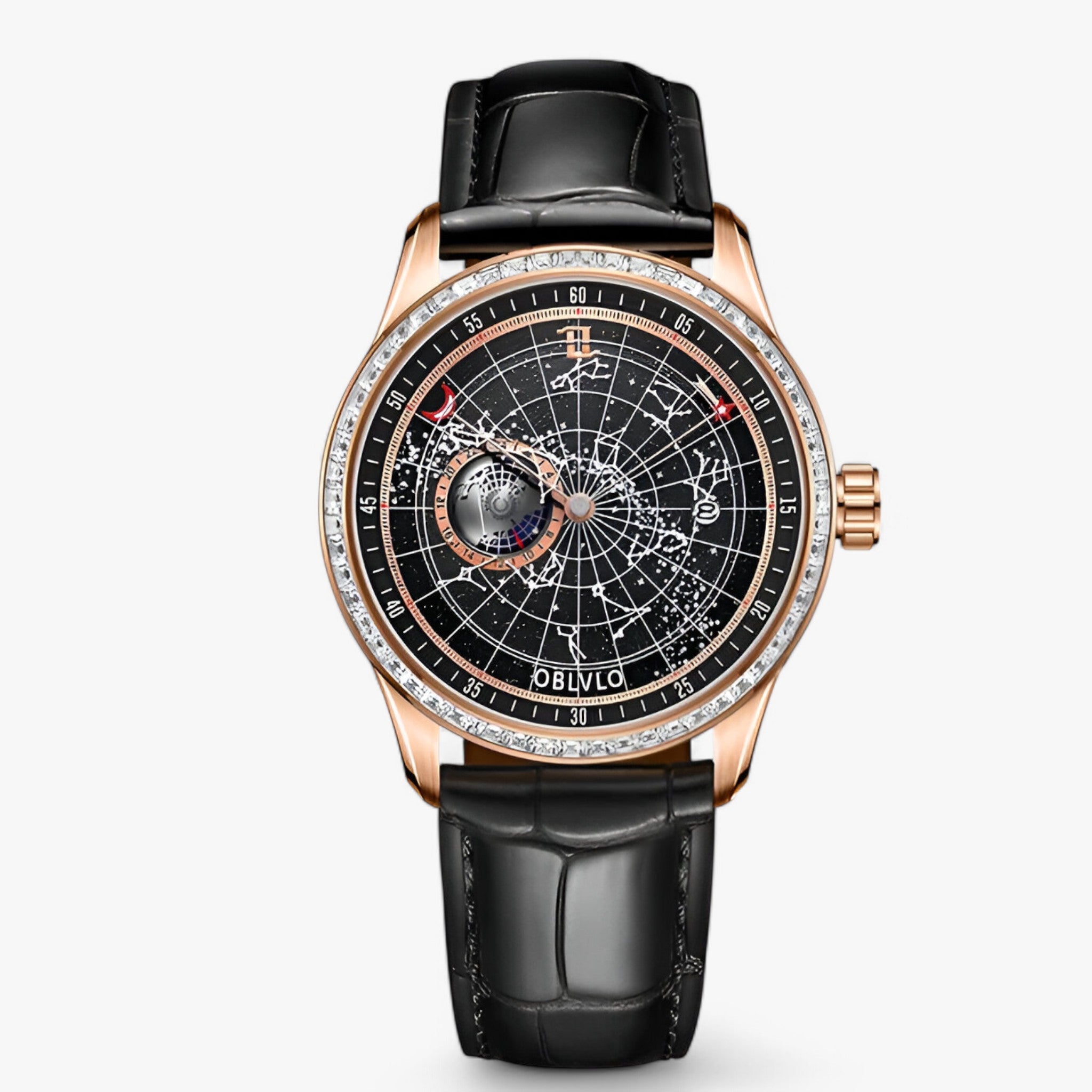 Orologio Automatico da Uomo di Lusso con Cinturino in Vera Pelle Marrone - oro nero - accessoires cinturino horloges meccanico orologio orologio meccanico pelle uomo watches - Concept Palermo