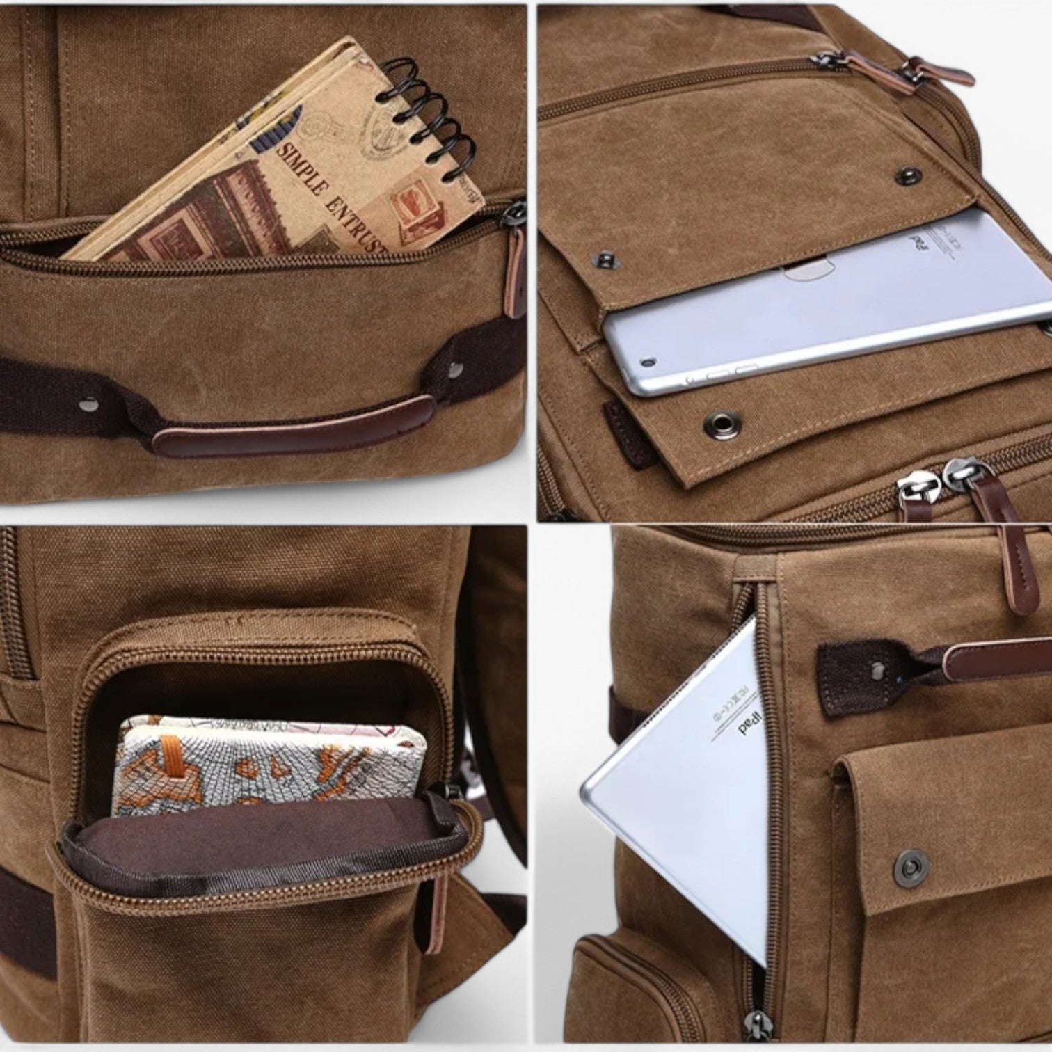 Ampio Zaino Vintage in Tela con Scomparto per Laptop Uomo - - ampio ampio zaino Backpacks bag bags laptop mens bag scomparto tela uomo vintage - Concept Palermo