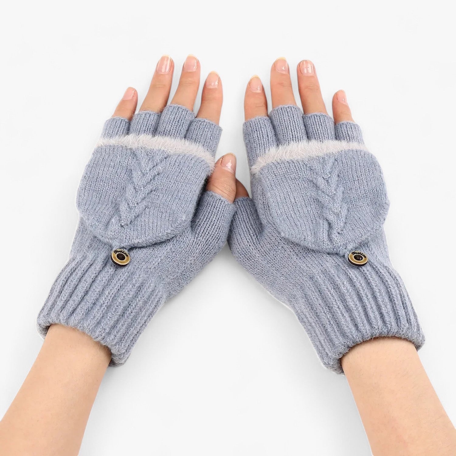 Guanti da donna in maglia spessa e pieghettata, per il freddo - Azzurro Taglia unica - donna freddo gloves & mittens guanti guanti donna maglia pieghettata spessa - Concept Palermo
